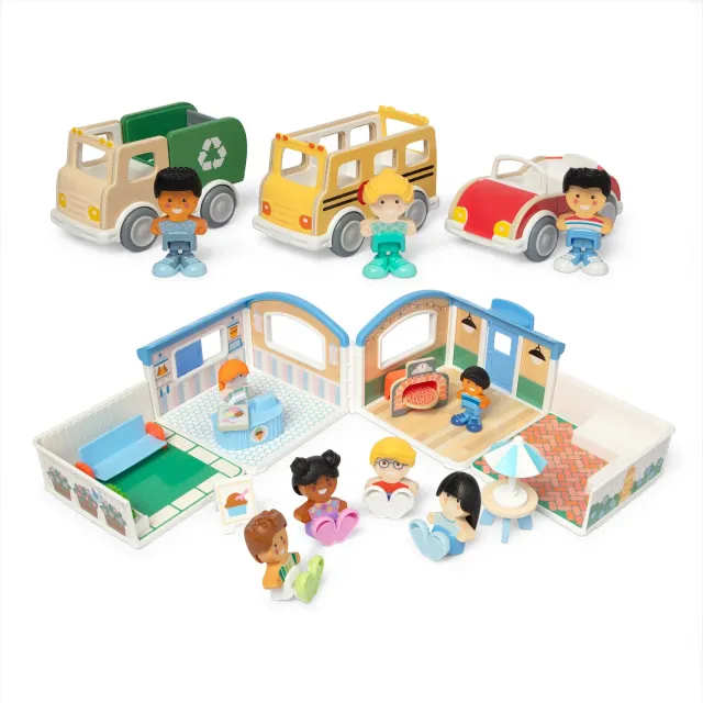 Melissa & Doug Cheery Lane Bustling Town speelset 9 figuren