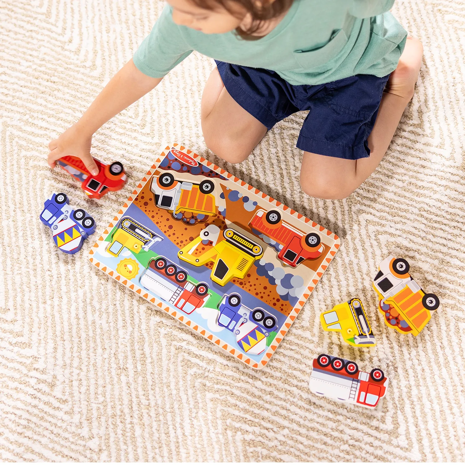 Melissa & Doug Construction houten puzzel 6 voertuigen 2+