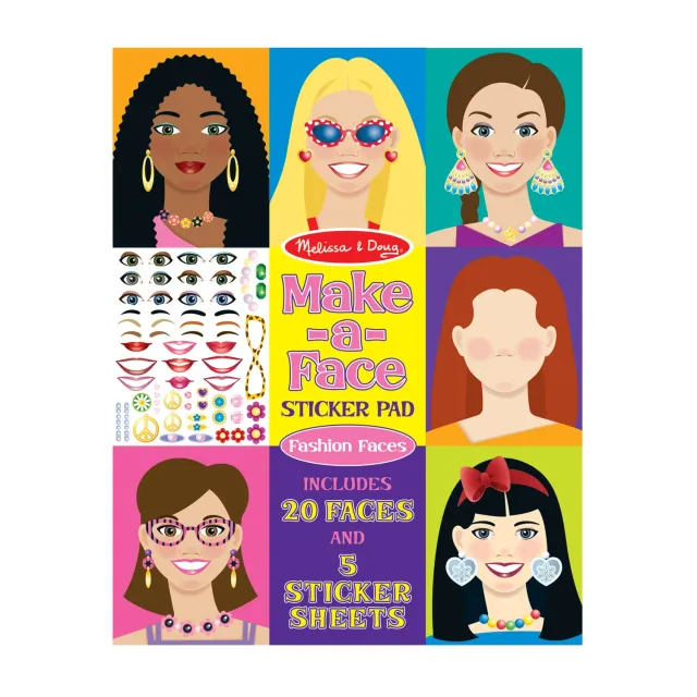 Melissa & Doug Make-a-Face Fashion Faces stickerboek