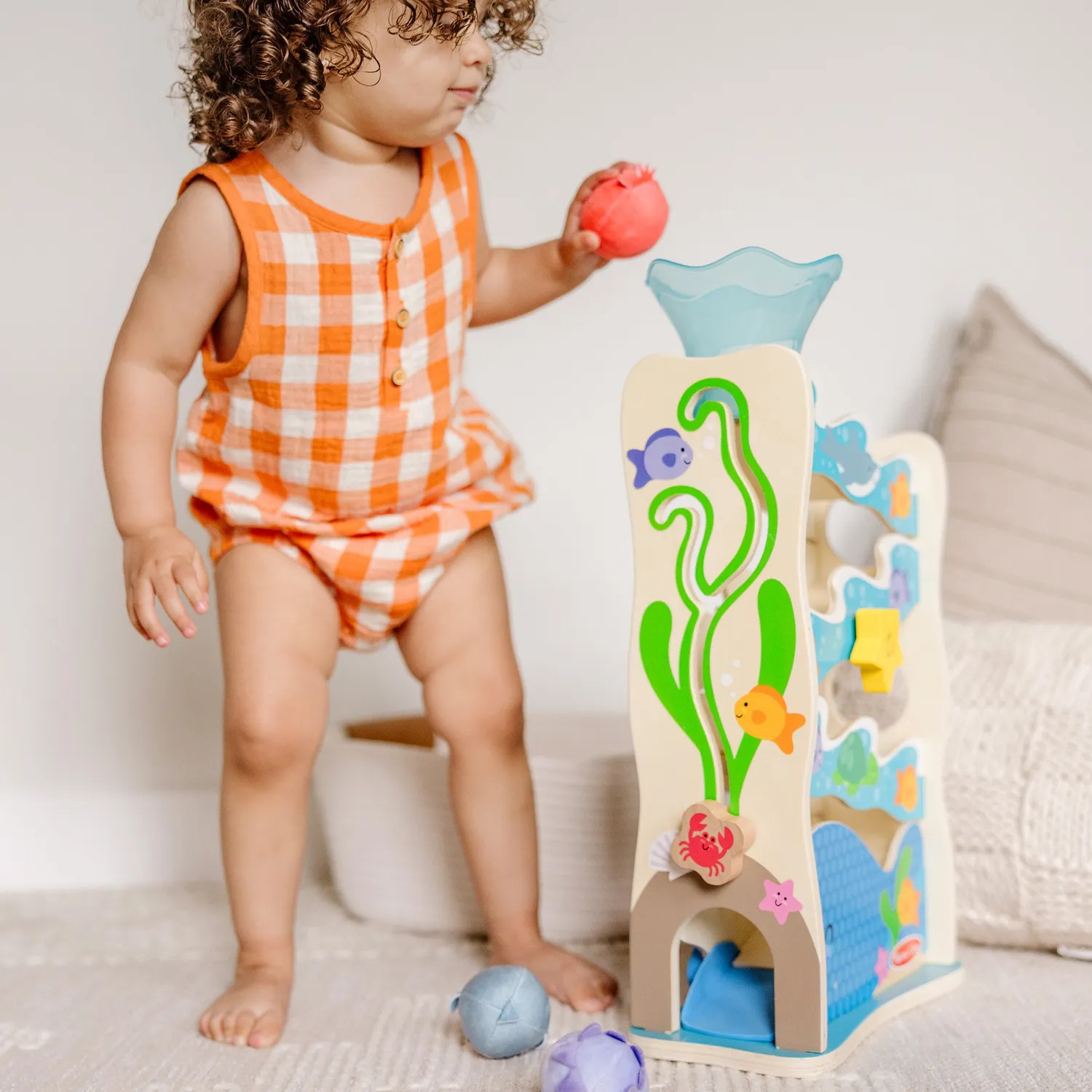 Melissa & Doug Rollables Ocean Slide houten ballenbaan 12+ maanden