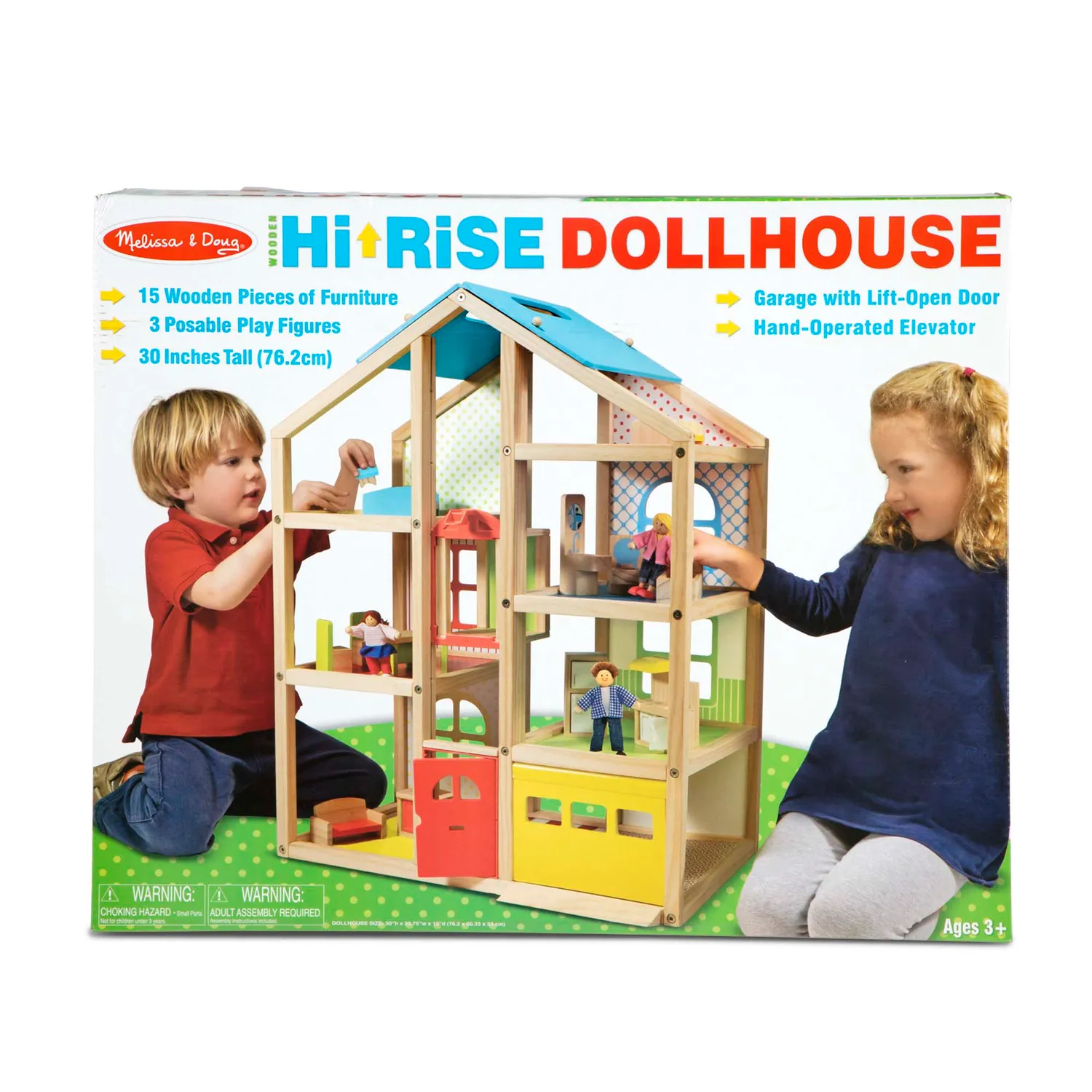 Melissa & Doug Hi-Rise houten poppenhuis met meubels