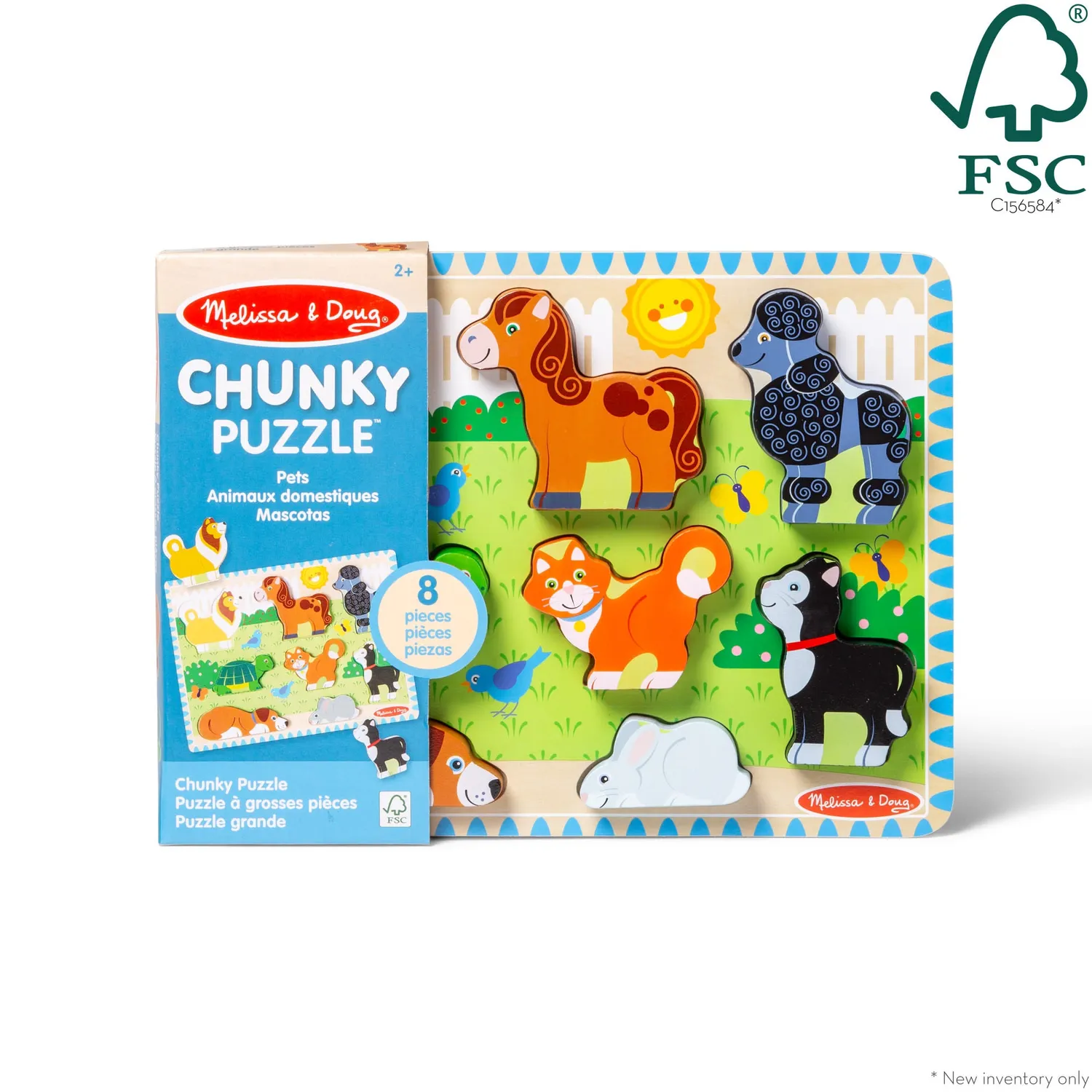 Melissa & Doug Pets houten puzzel 8 stukjes dieren 2+ jaar