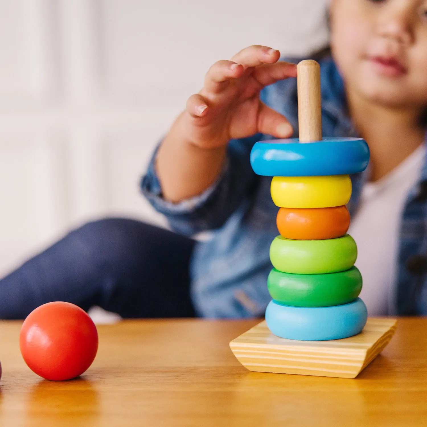 Melissa & Doug Rainbow Stacker stapeltoren hout 8-delig
