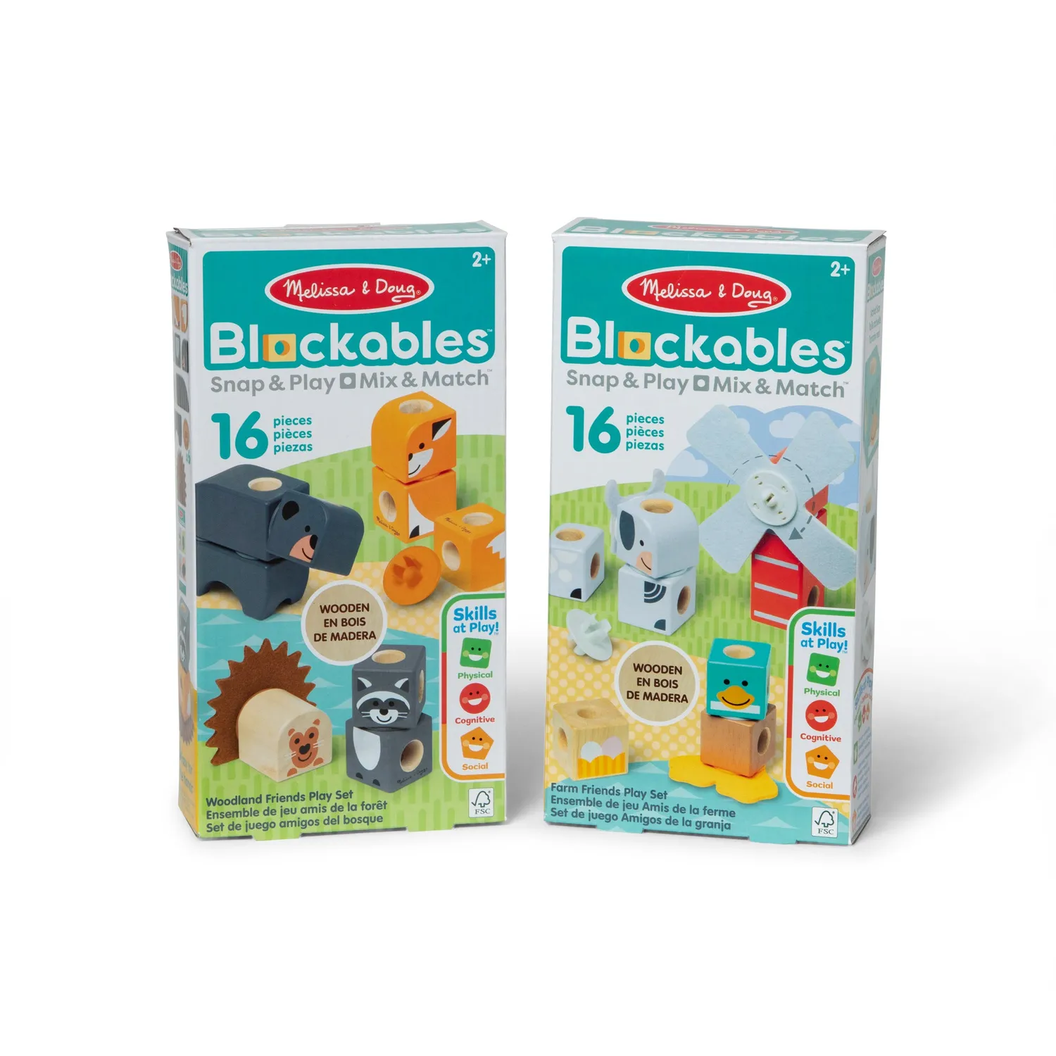 Melissa & Doug Blockables Farm + Woodland bouwset 2-pack