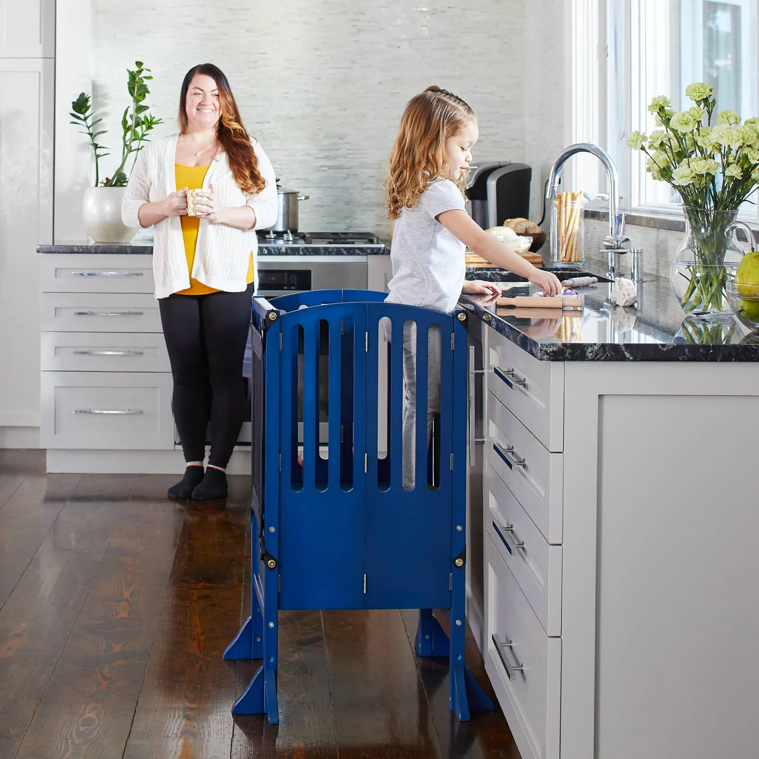 Guidecraft Contemporary Kitchen Helper leertoren wit peuter