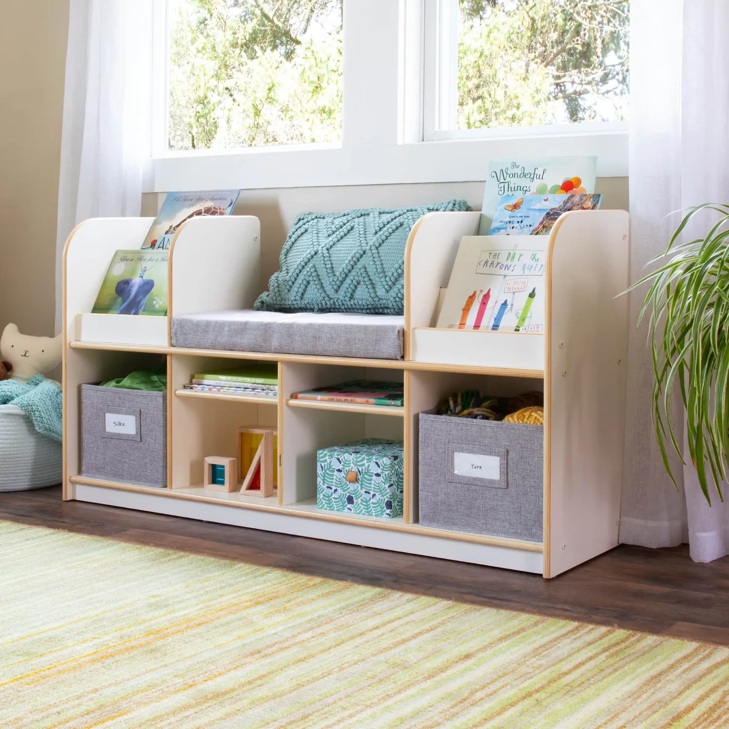 EdQ Reading Nook with Bins boekenkast Natural leeshoekje