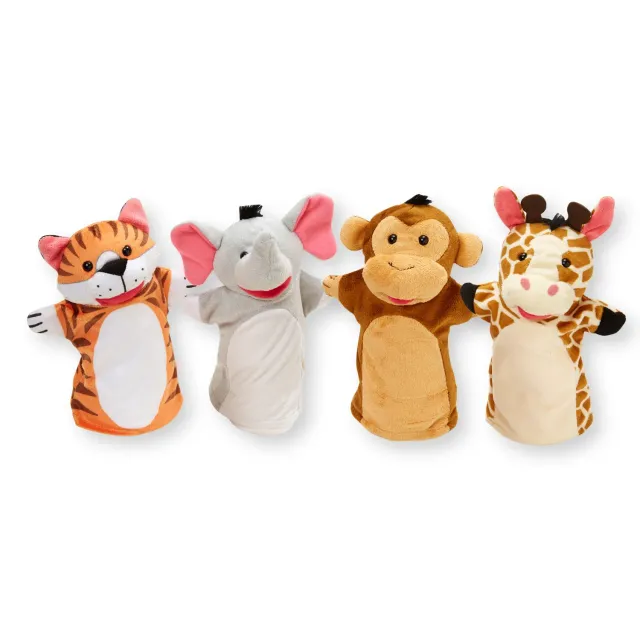 Melissa & Doug Zoo Friends handpoppen 4 stuks wasbaar