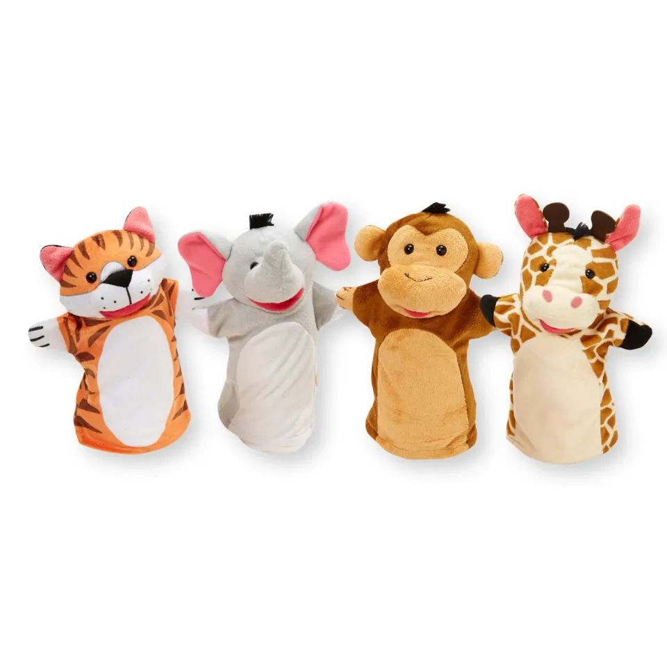Melissa & Doug Zoo Friends handpoppen 4 stuks wasbaar