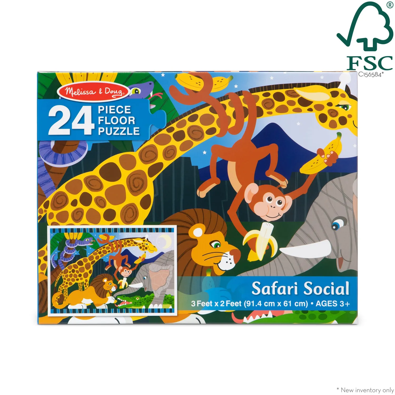 Melissa & Doug Safari Social vloerpuzzel 24 stukjes dieren