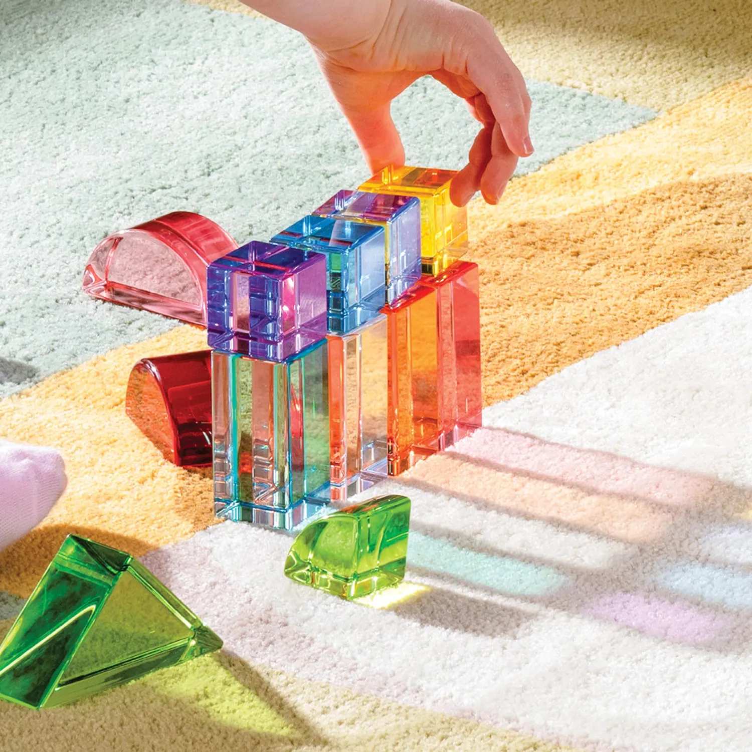 Guidecraft Acrylic Rainbow Unit Blocks Foundation Set bouwblokken 16-delig