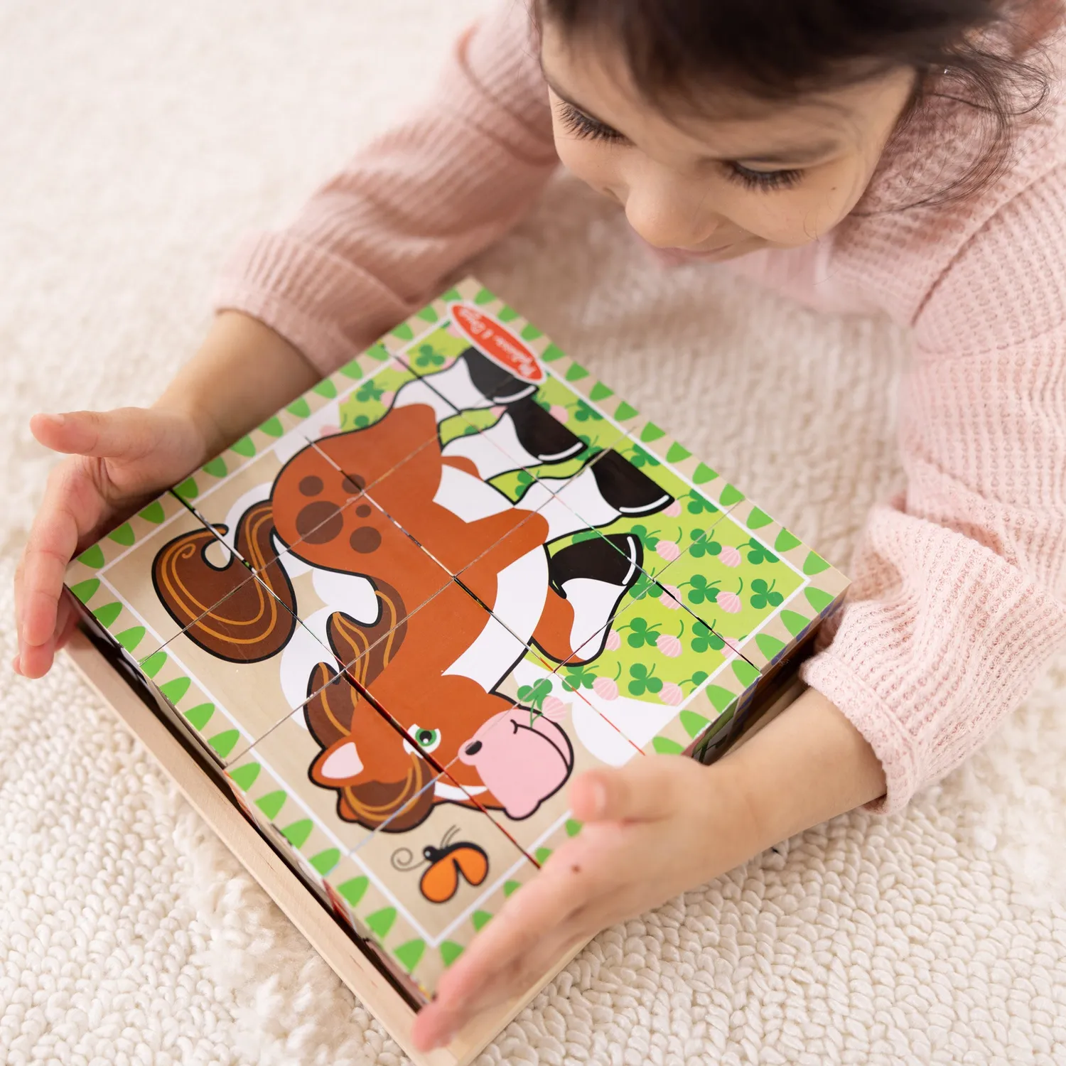 Melissa & Doug Farm Cube houten blokpuzzel 16 stukjes