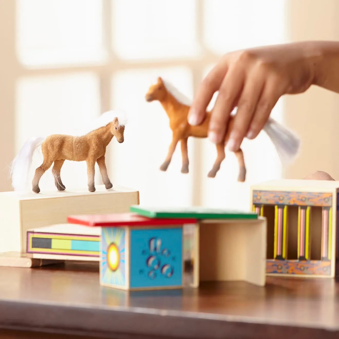 Melissa & Doug Horse Carrier houten speelset paardentrailer 2 paarden