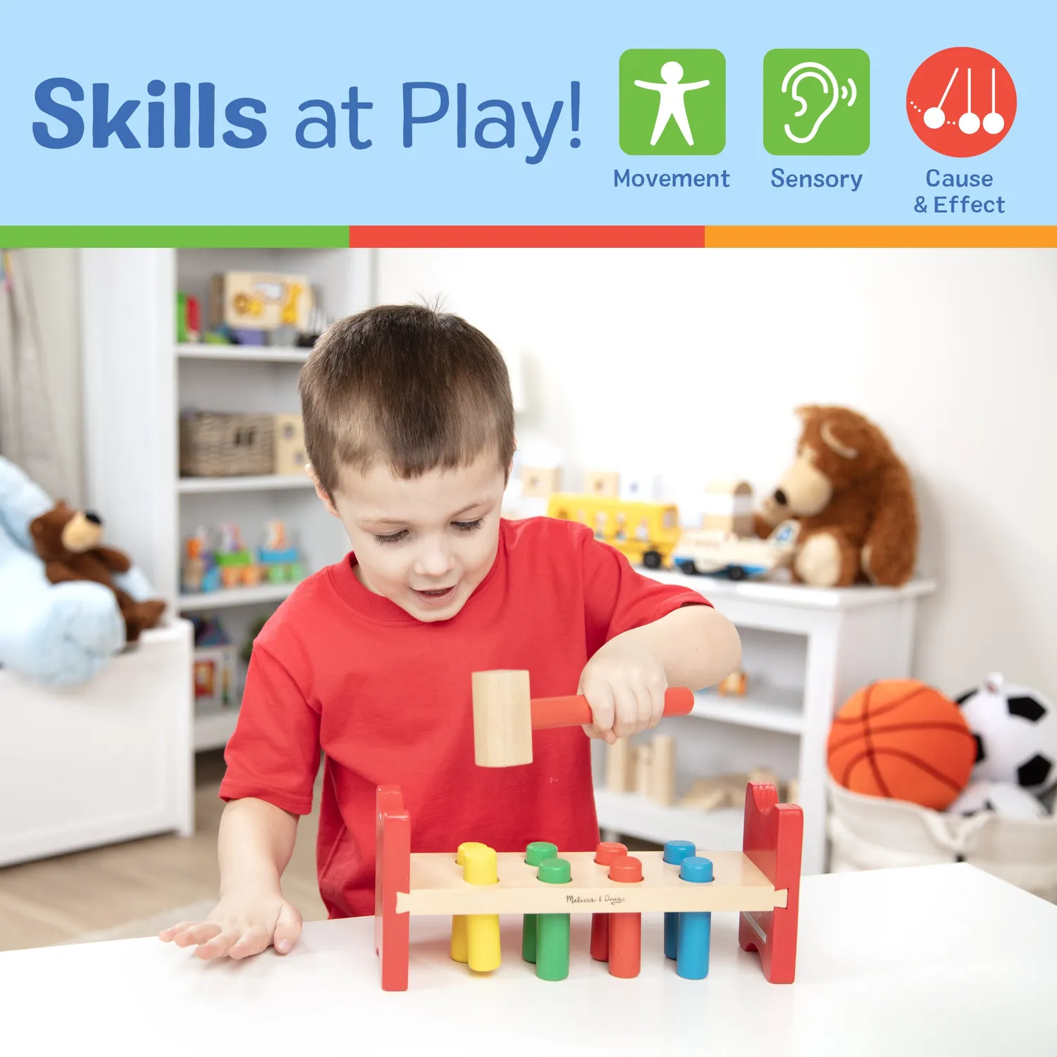 Melissa & Doug Pound-a-Peg hamerbank hout 8 pinnen