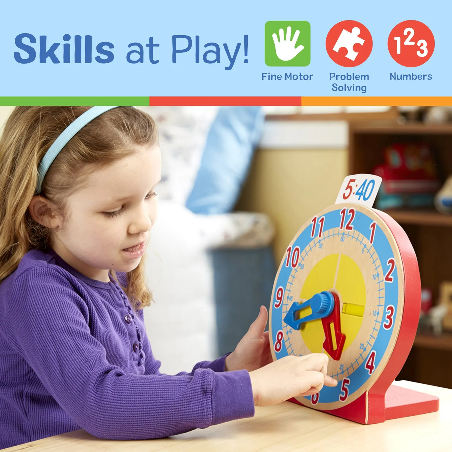 Melissa & Doug Turn & Tell houten klok leren klokkijken