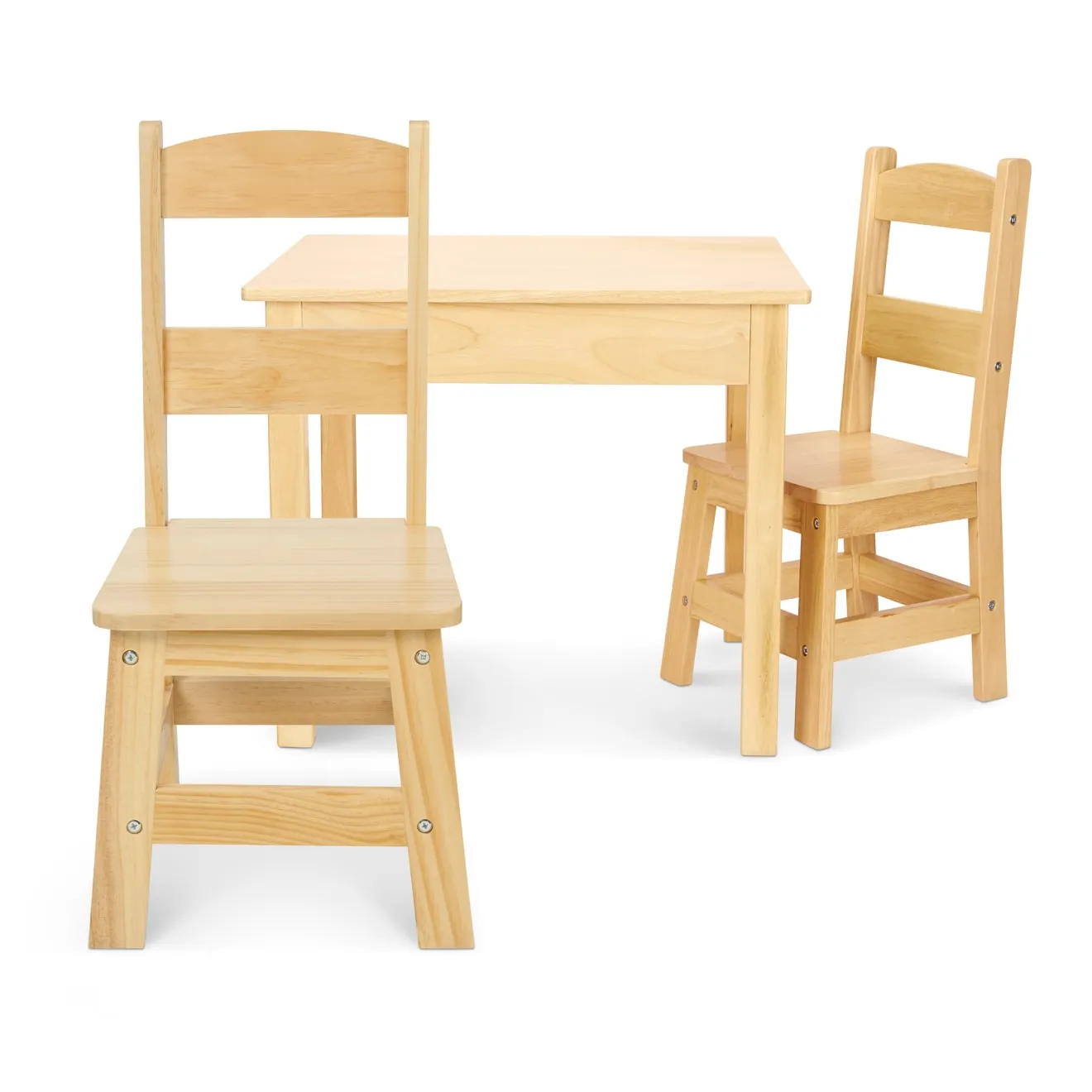 Melissa & Doug Wooden kindertafel met 2 stoelen naturel