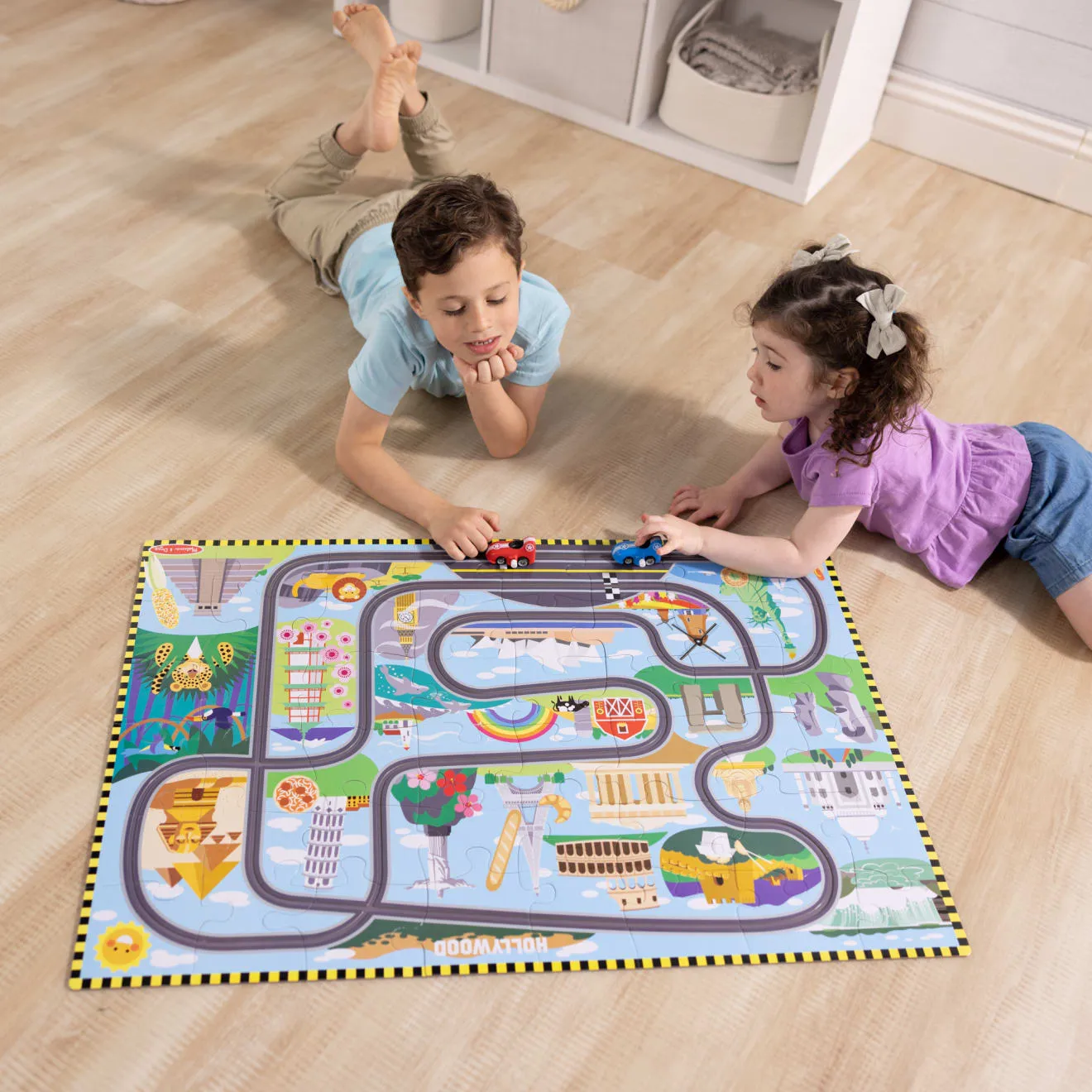 Melissa & Doug Race Around the World vloerpuzzel 48 stukjes