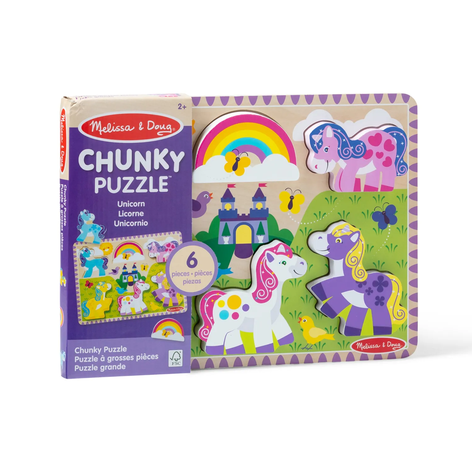 Melissa & Doug Unicorn Chunky Puzzle puzzel 6 stukjes hout