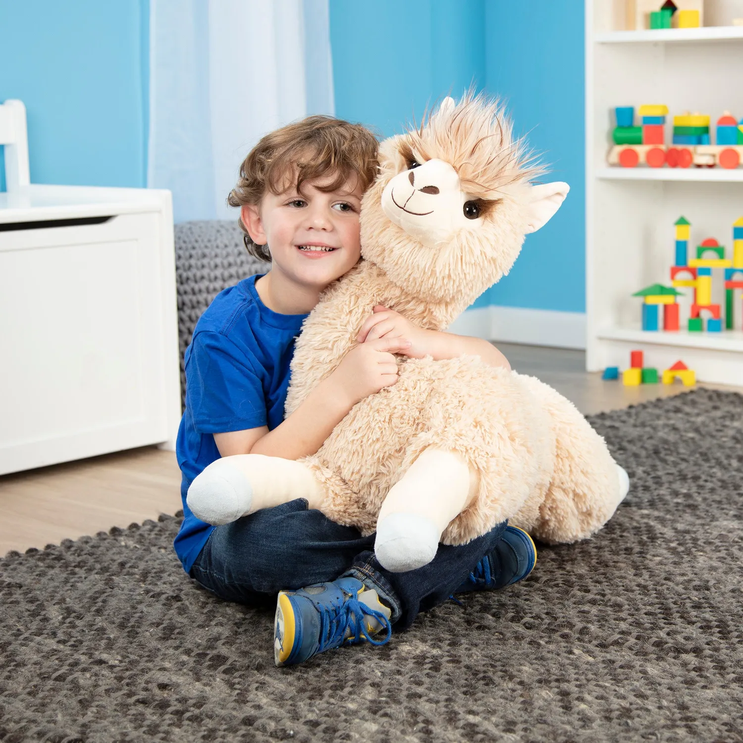 Melissa & Doug Jumbo Llama knuffel groot 66 cm beige