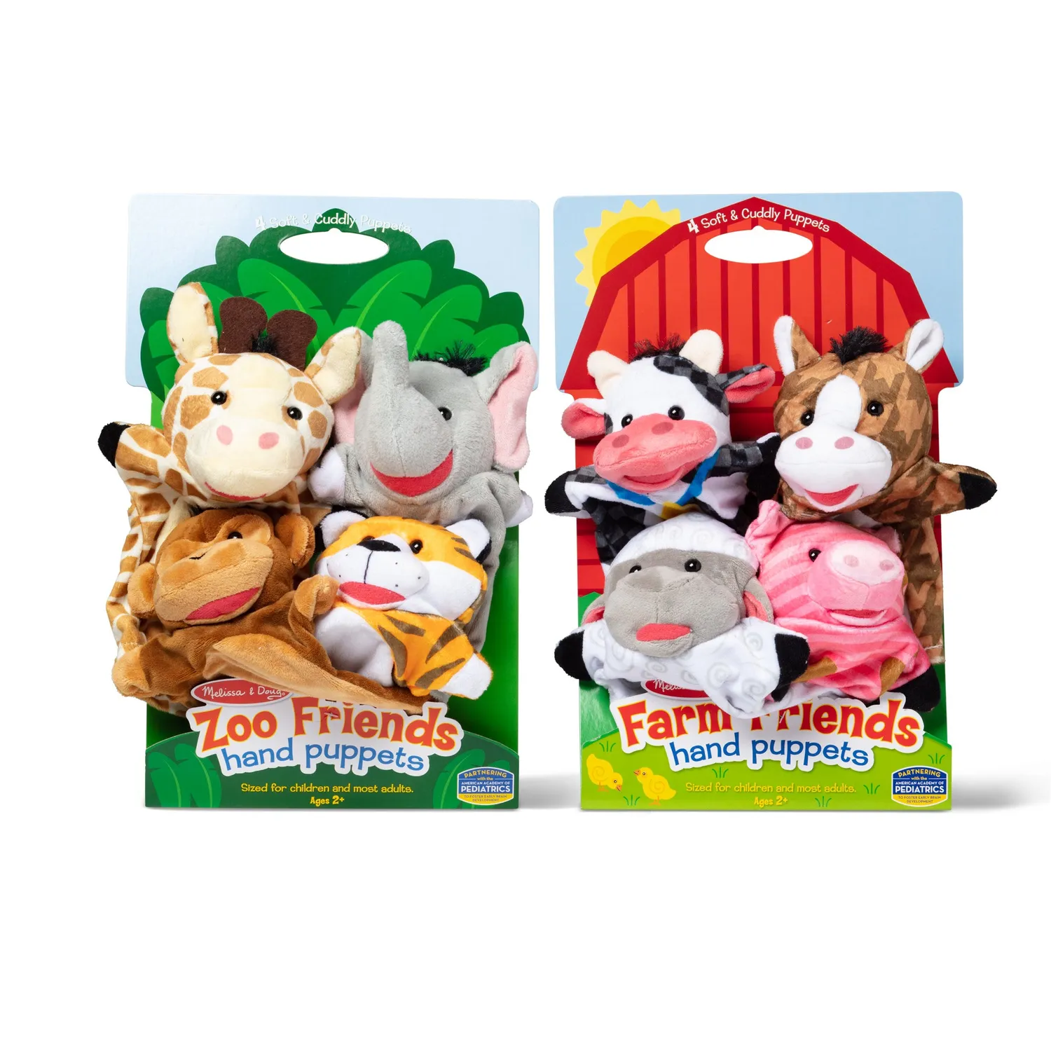 Melissa & Doug Boerderij en Zoo handpoppen dieren 8 stuks