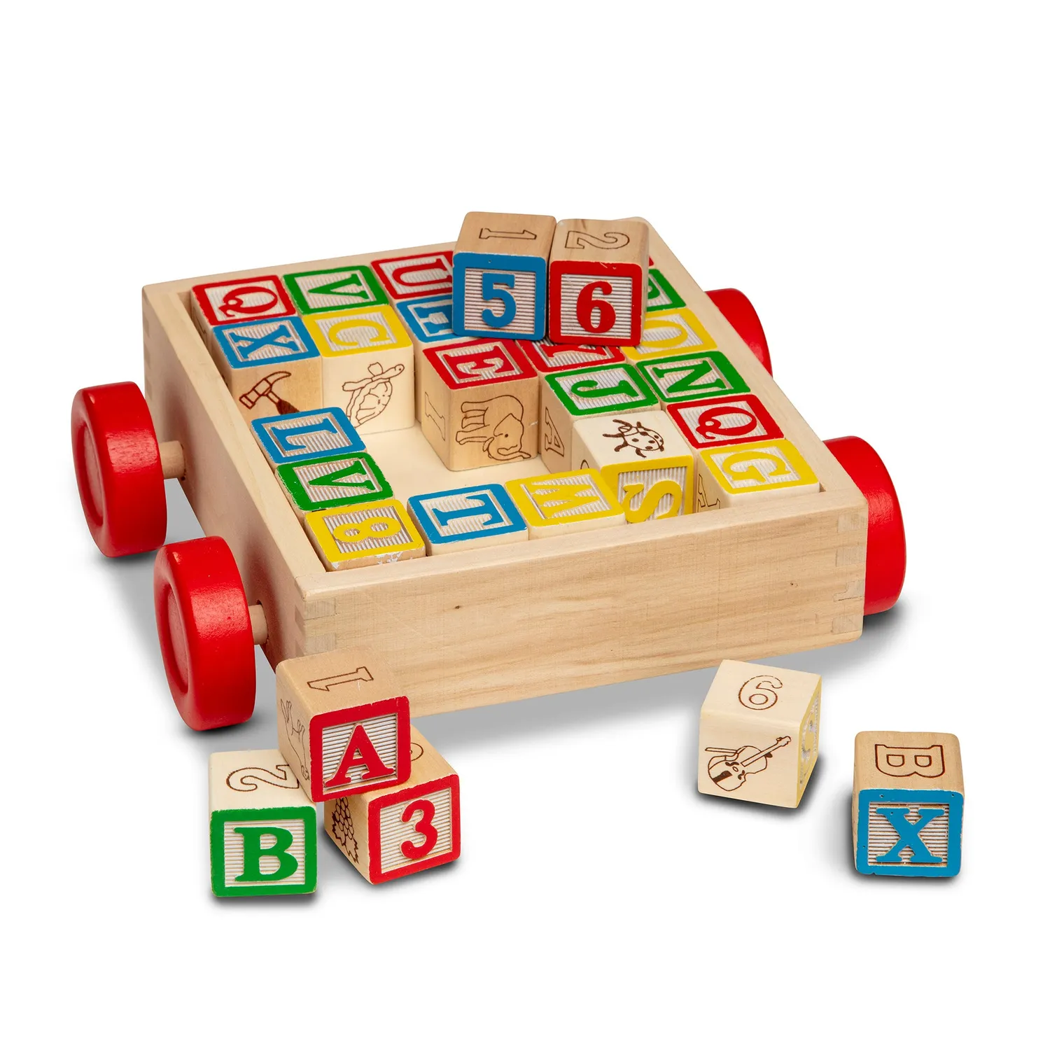 Melissa & Doug Classic ABC Block Cart blokkenkar 30 st hout