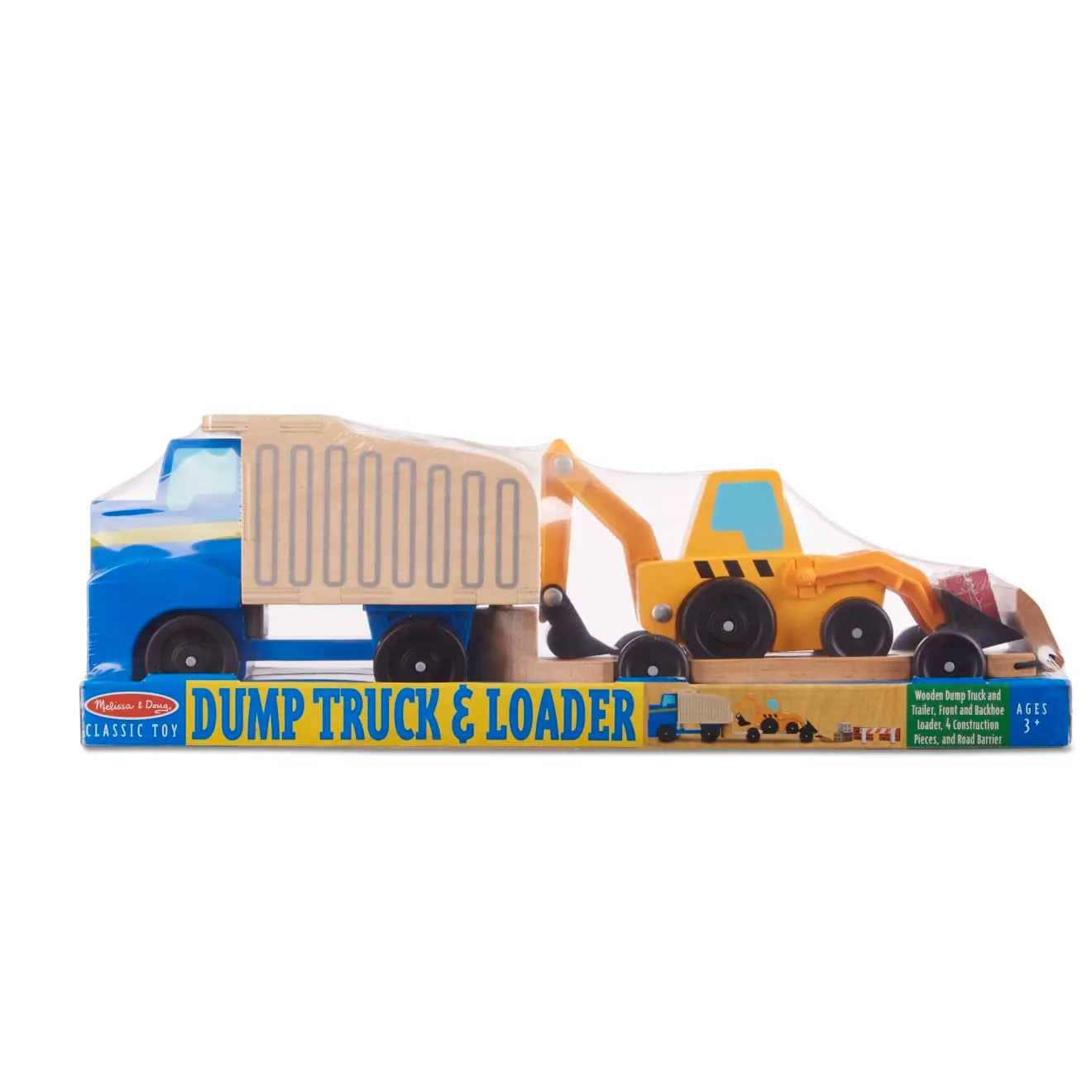 Melissa & Doug Classic Toy Dump Truck & Loader houten voertuigen 8-delig