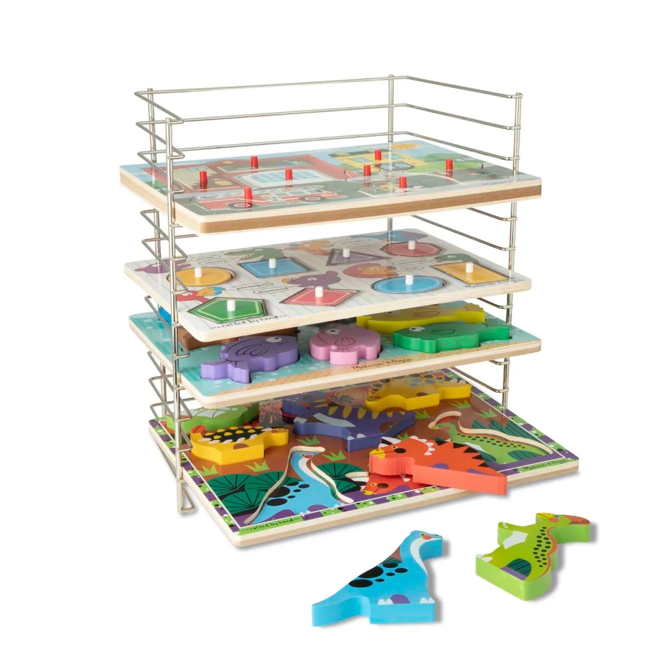 Melissa & Doug Multi-Fit Wire puzzelrek voor 12 puzzels