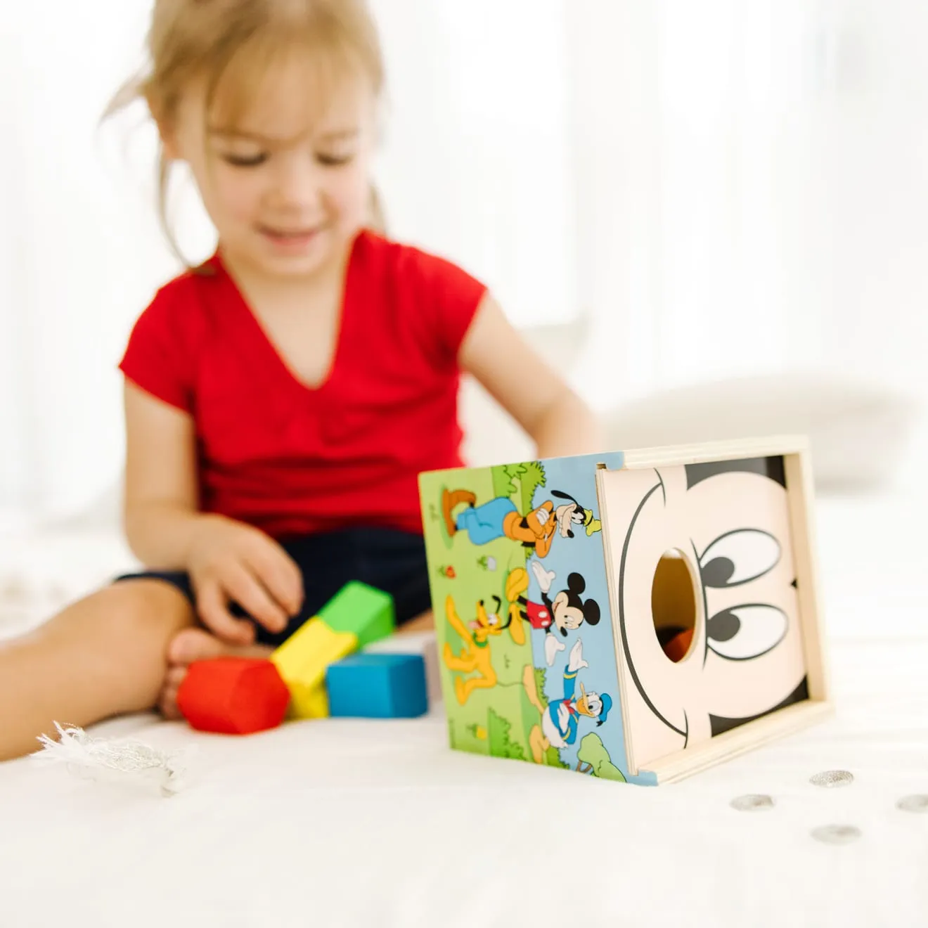Melissa & Doug Mickey Mouse sorteerkubus hout 9 vormen