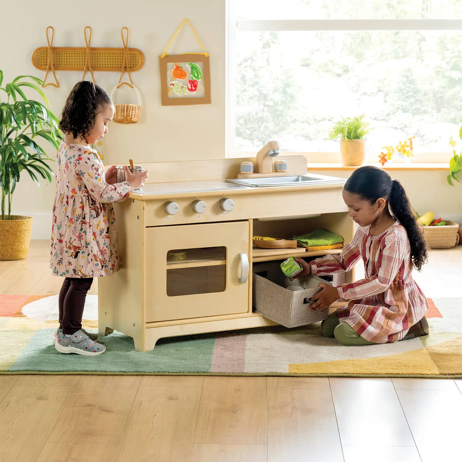 Guidecraft EdQ fornuis speelkeuken wit met spoelbak en oven
