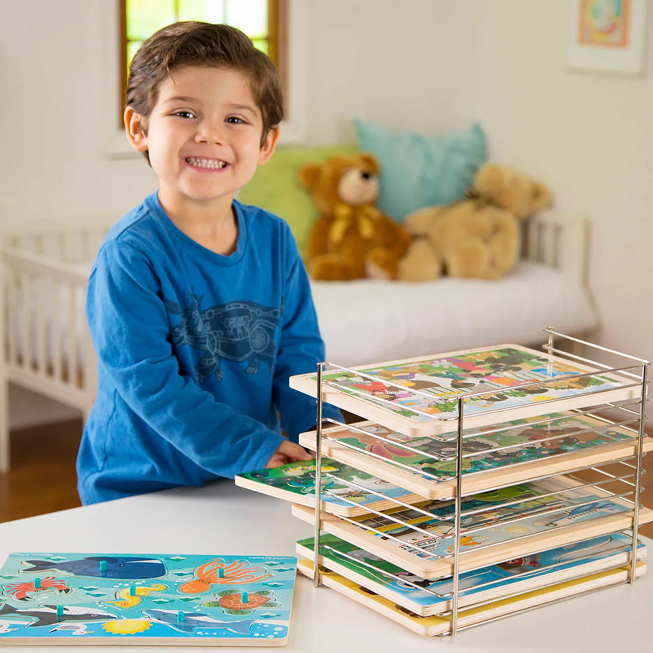 Melissa & Doug Wire Puzzle puzzelrek voor 12 puzzels