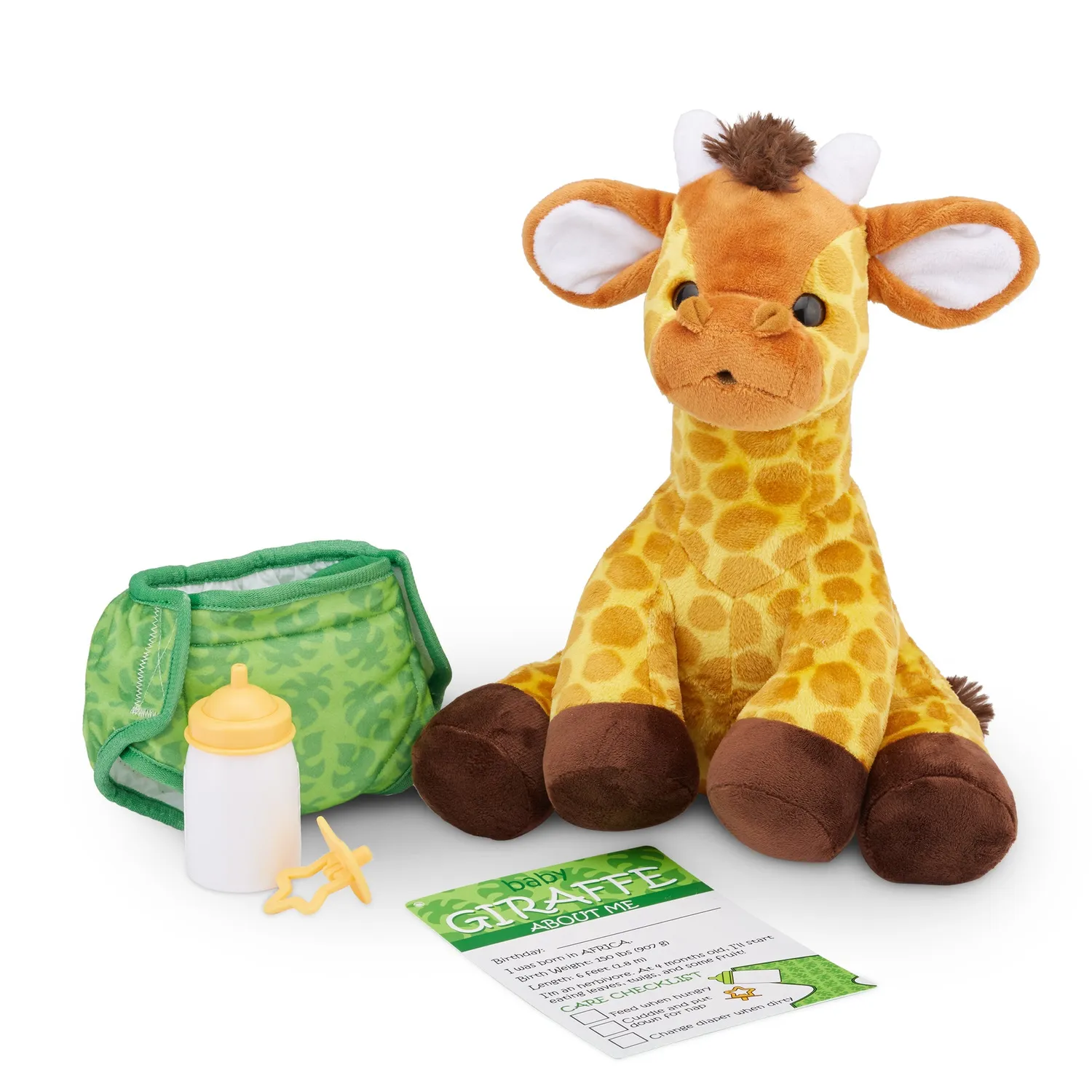 Melissa & Doug Baby Giraffe knuffel pluche 28 cm met flesje