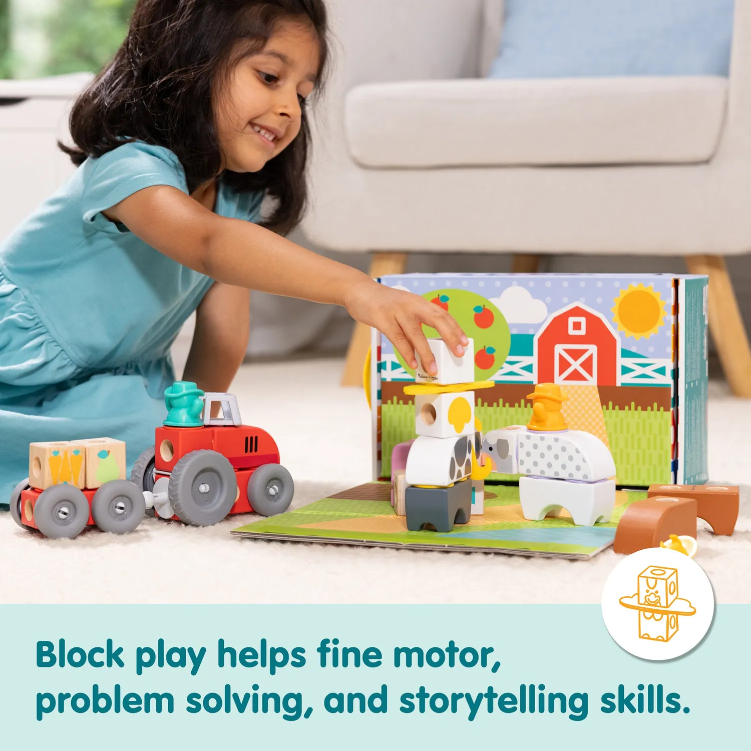Melissa & Doug Blockables Farm bouwset blokken