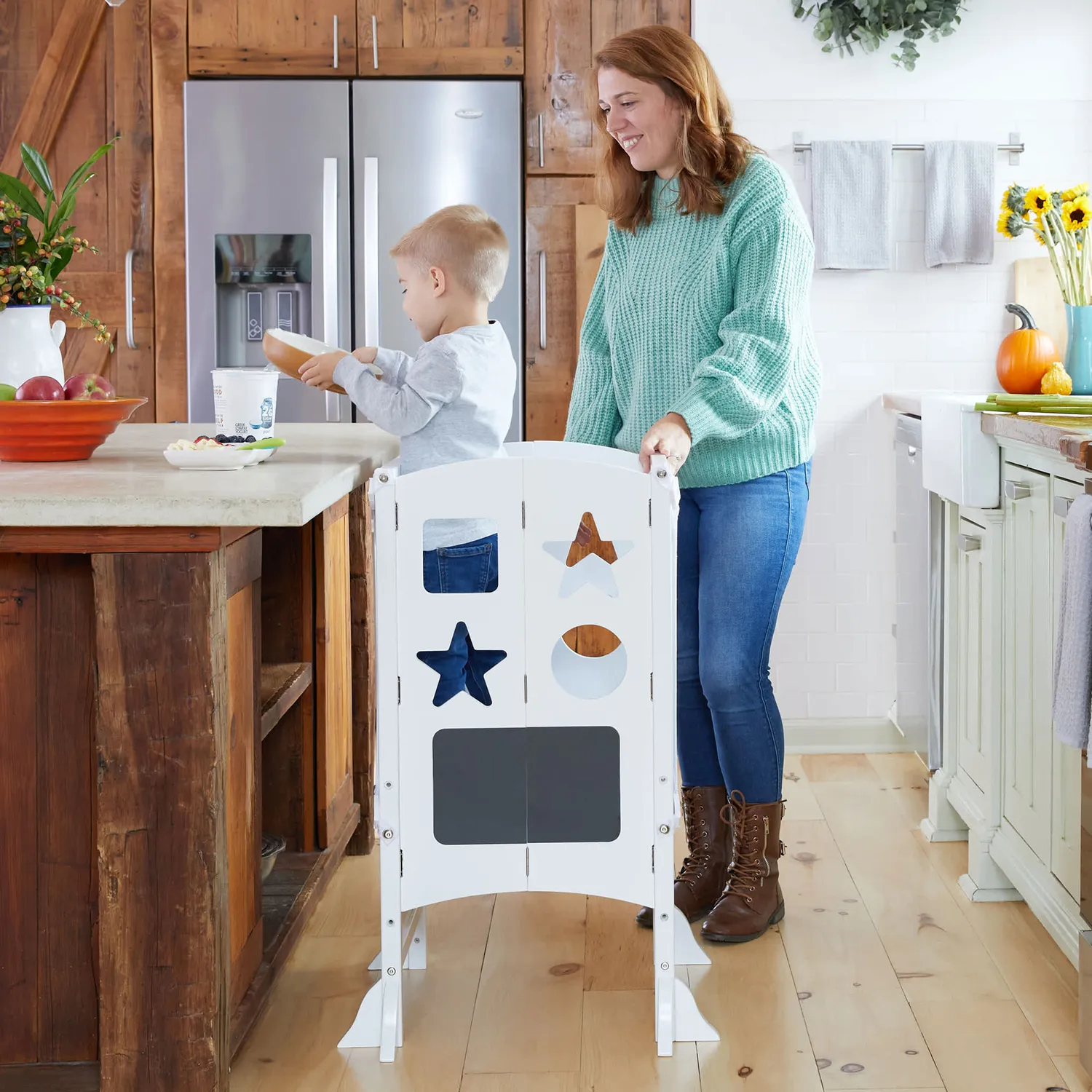 Guidecraft Classic Kitchen Helper leertoren natural krijtbord