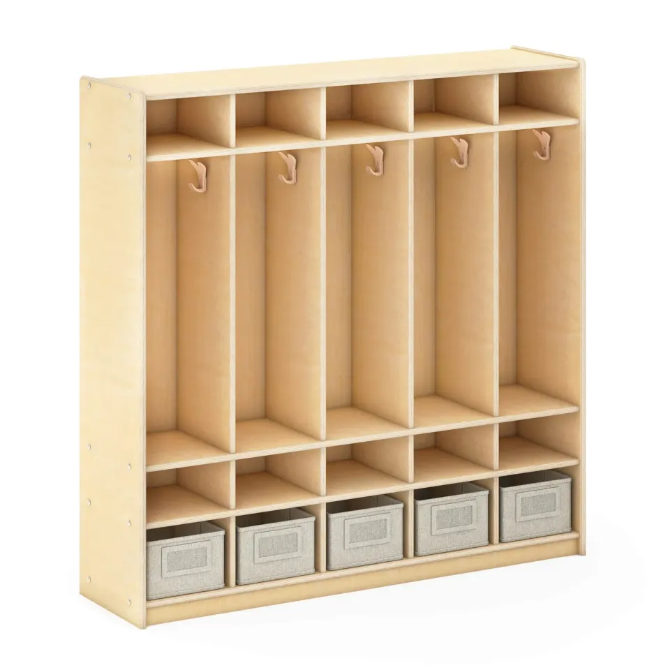 Guidecraft EdQ 5-vaks locker kinderkast naturel berkenhout