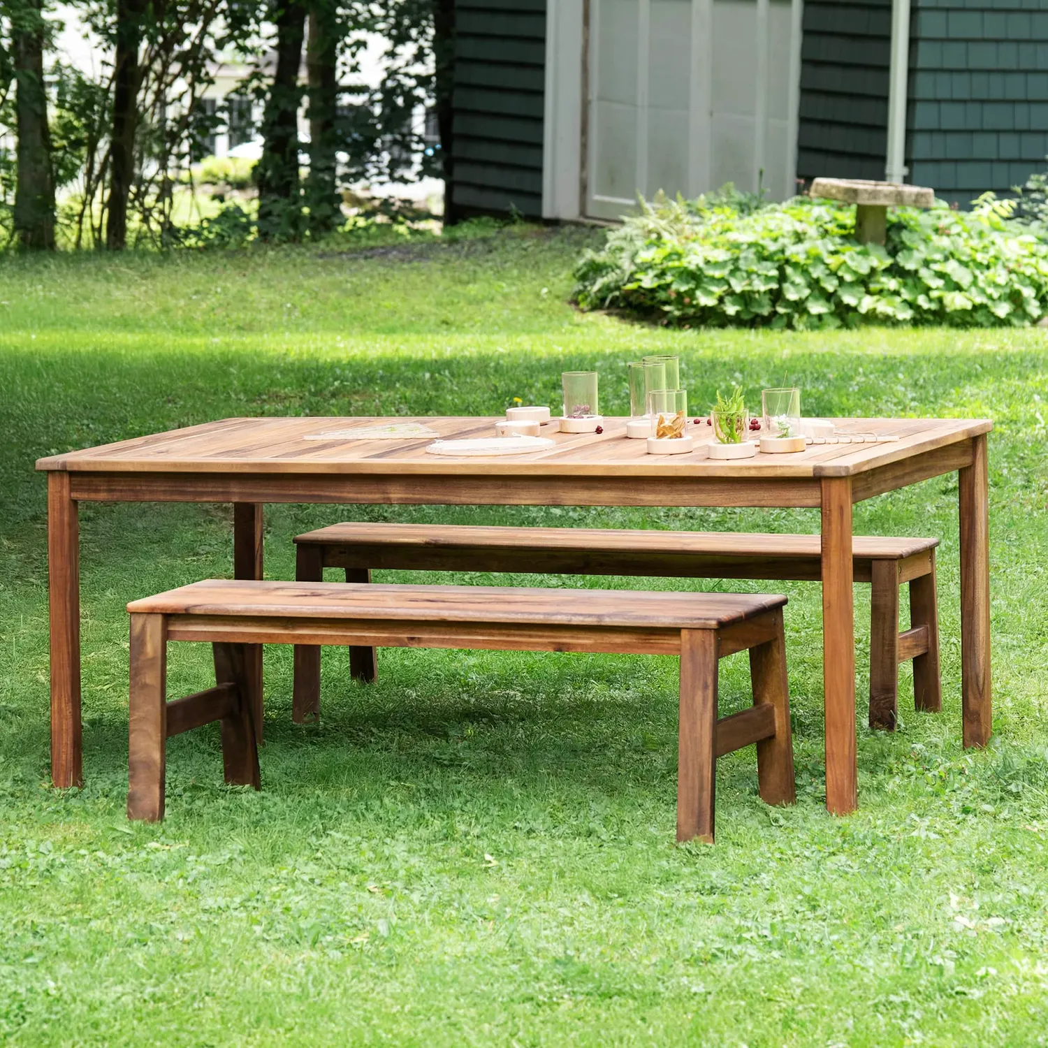 Guidecraft Acadia Outdoor Long Table tafel 48 Bench Set acacia