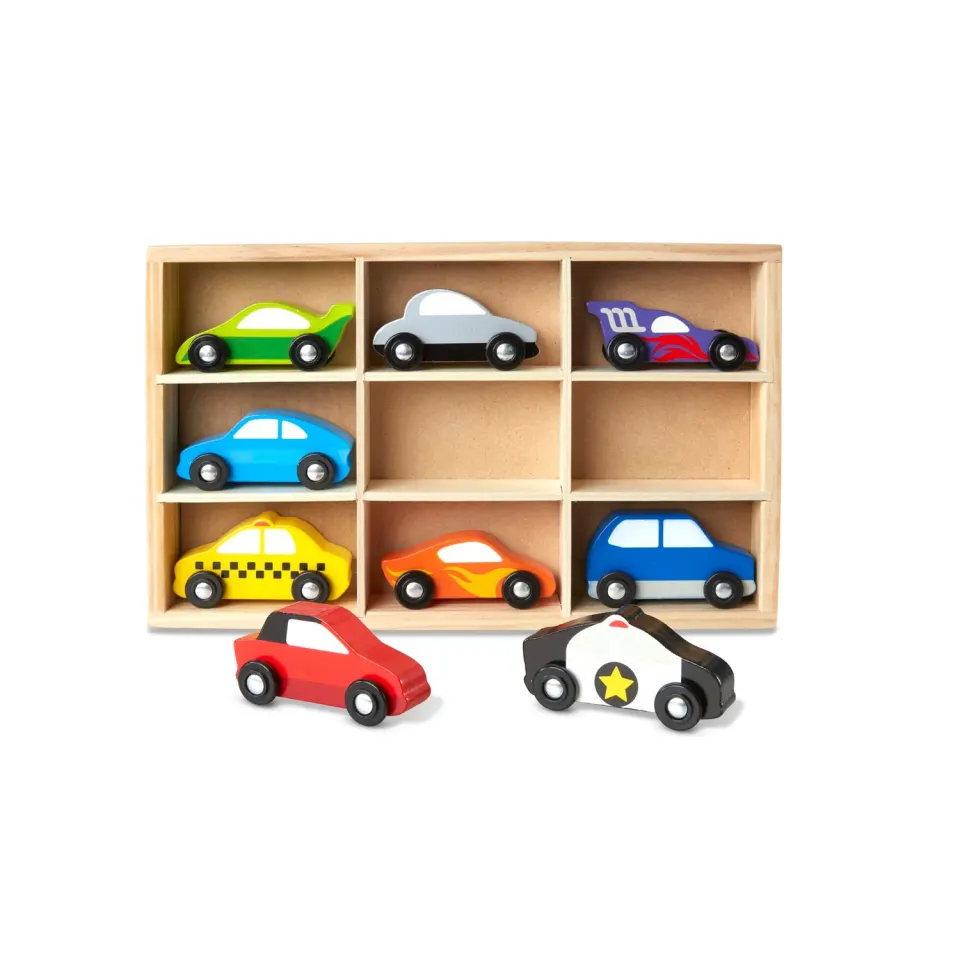Melissa & Doug Houten auto's 9-delig met kist politie taxi