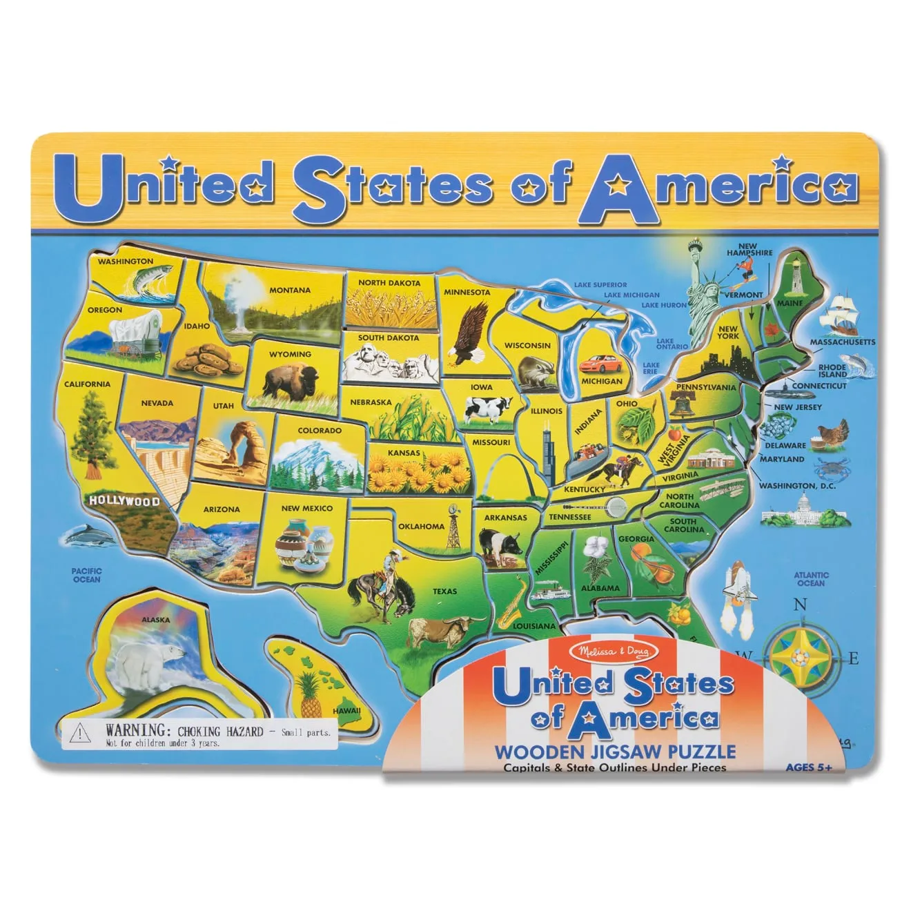 Melissa & Doug USA Kaart houten puzzel 45 stukjes