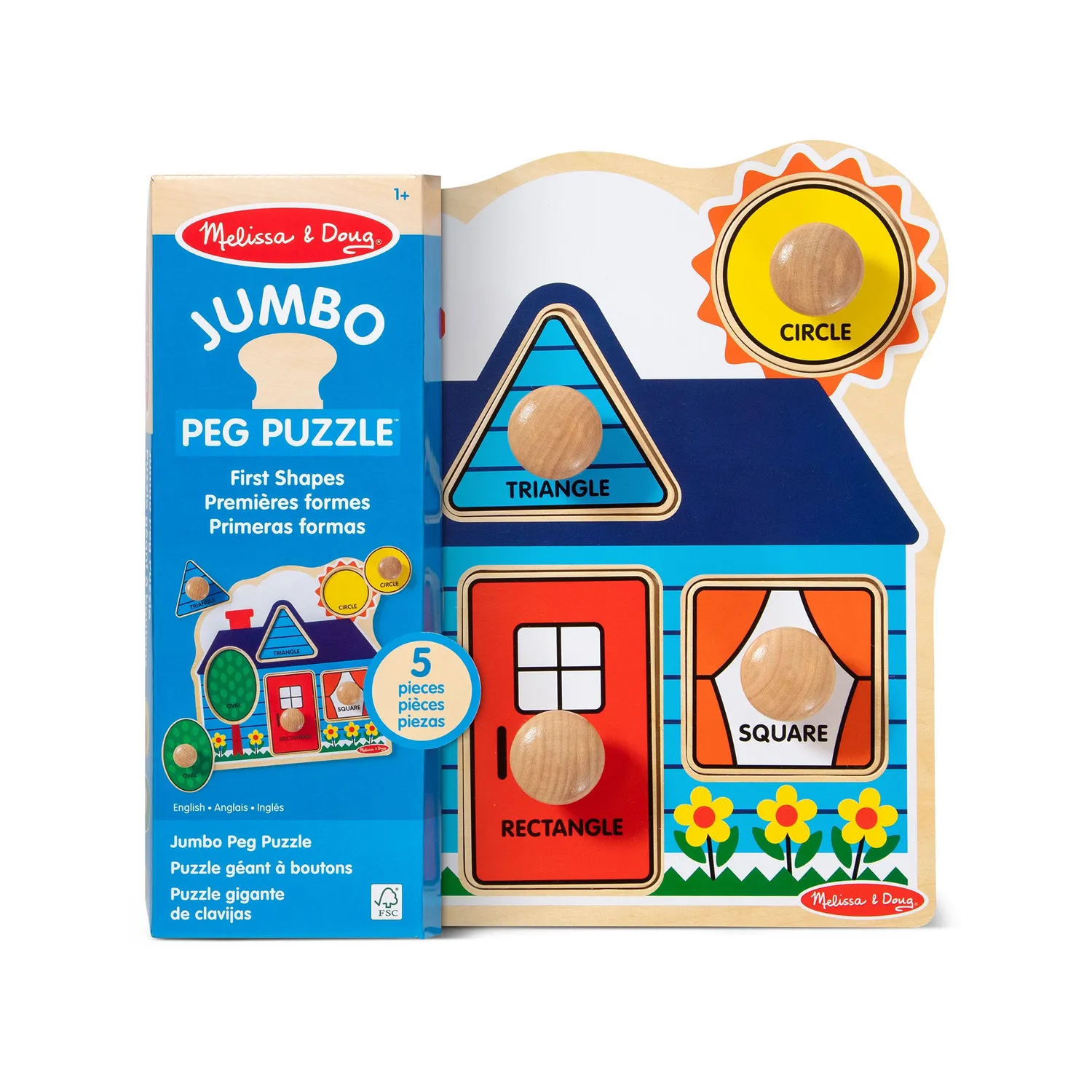 Melissa & Doug First Shapes houten vormenpuzzel 5 stukjes