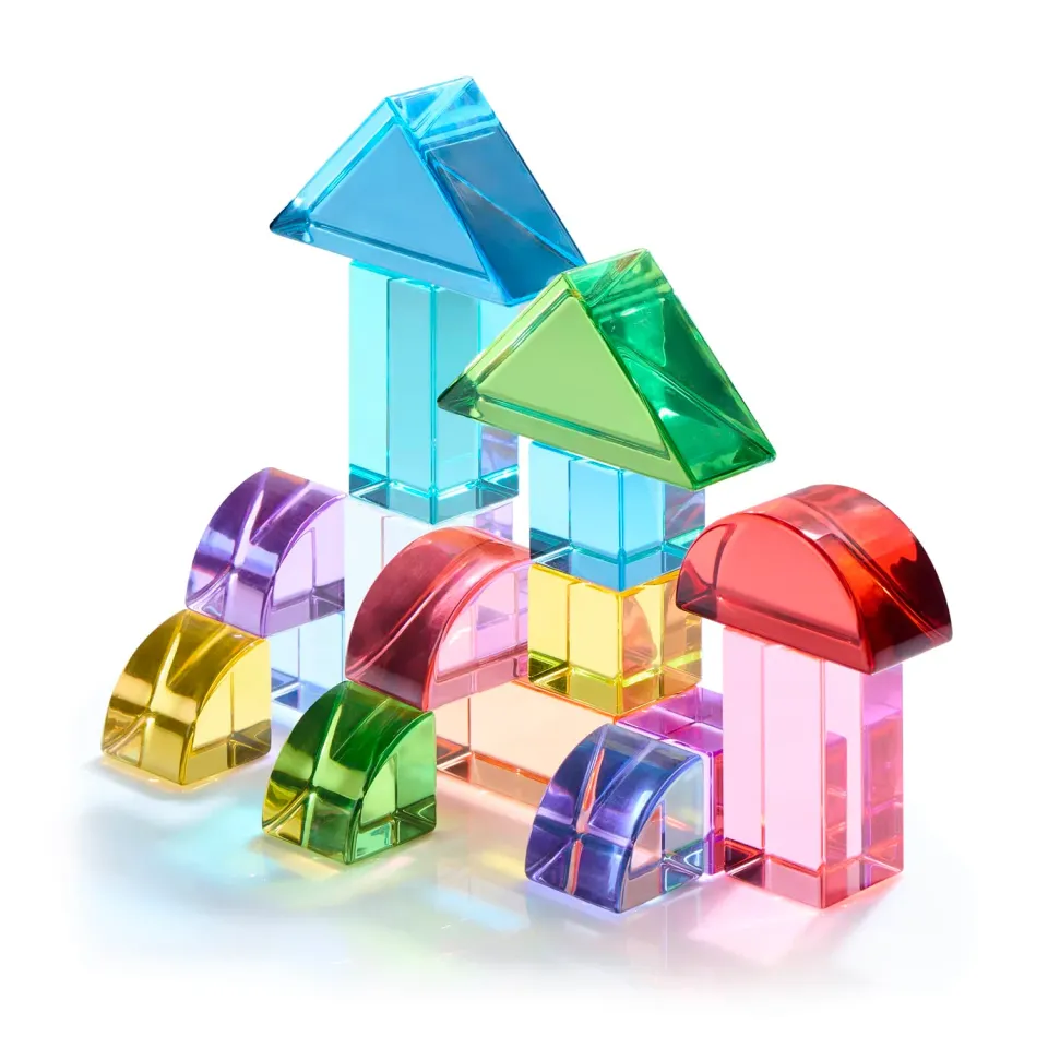 Guidecraft Acrylic Rainbow Unit Blocks Foundation Set bouwblokken 16-delig