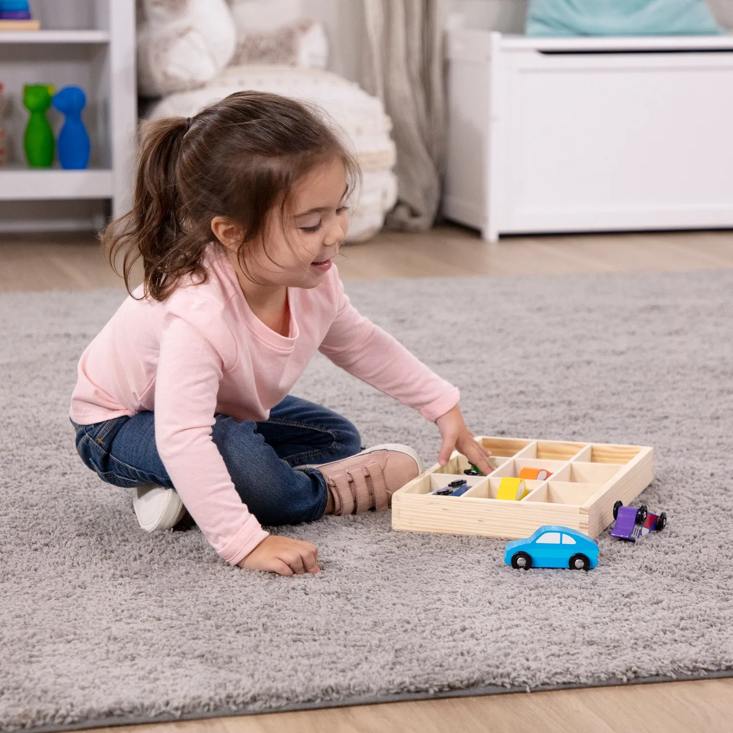 Melissa & Doug Houten auto's 9-delig met kist politie taxi