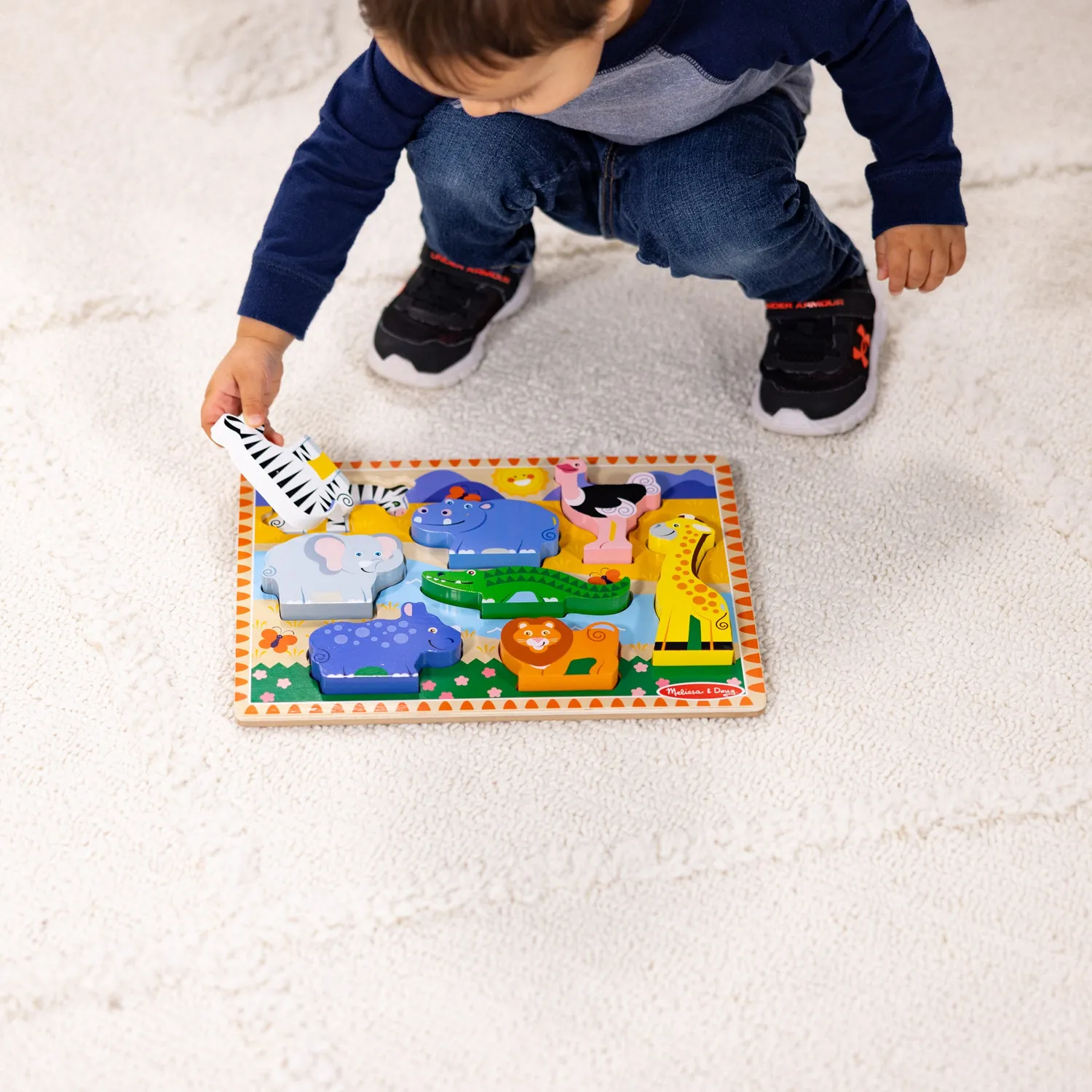 Melissa & Doug Safari chunky puzzel 8 stukjes hout dieren