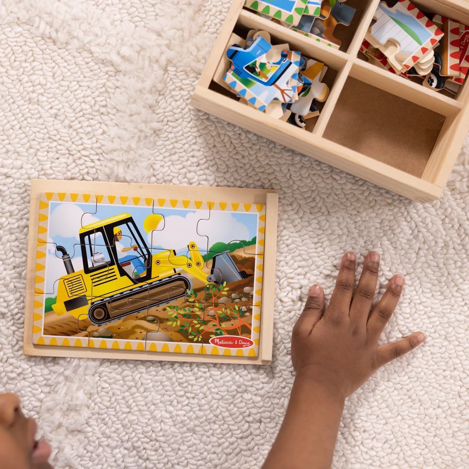 Melissa & Doug Construction houten puzzel 4x12 stukjes voertuigen