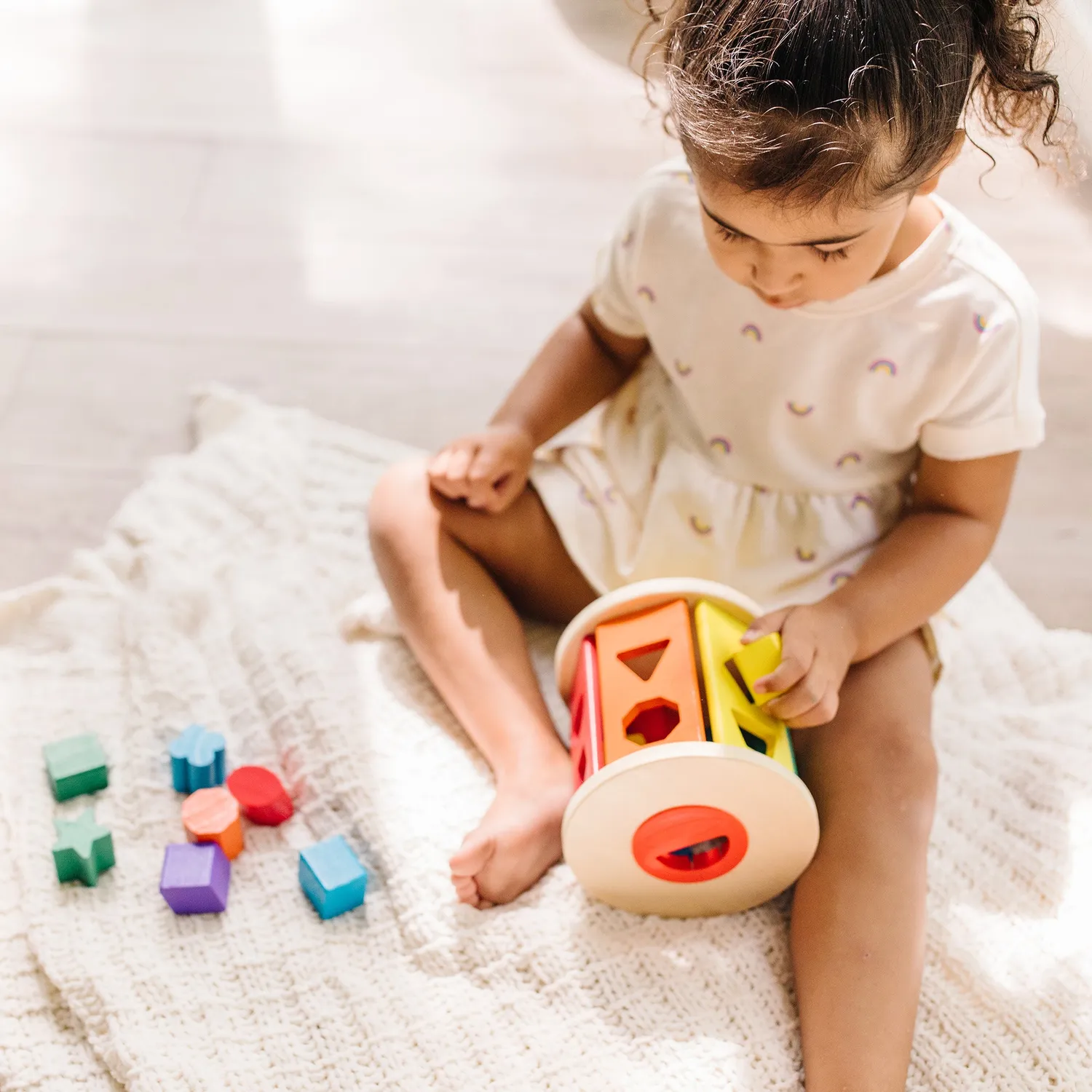 Melissa & Doug Match and Roll vormenstoof hout 12 vormen