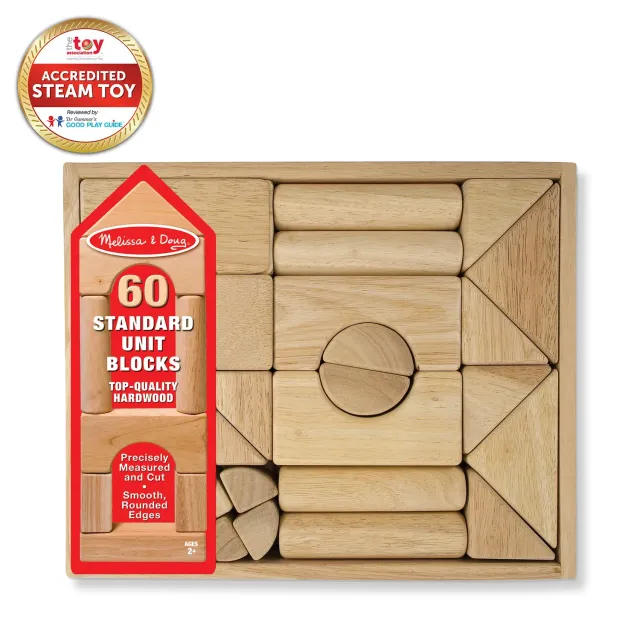 Melissa & Doug Standard Unit Blocks blokken 60 houten kist