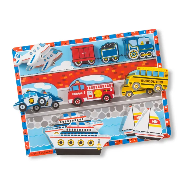 Melissa & Doug Vehicles Chunky Puzzle houten puzzel 9 stuks