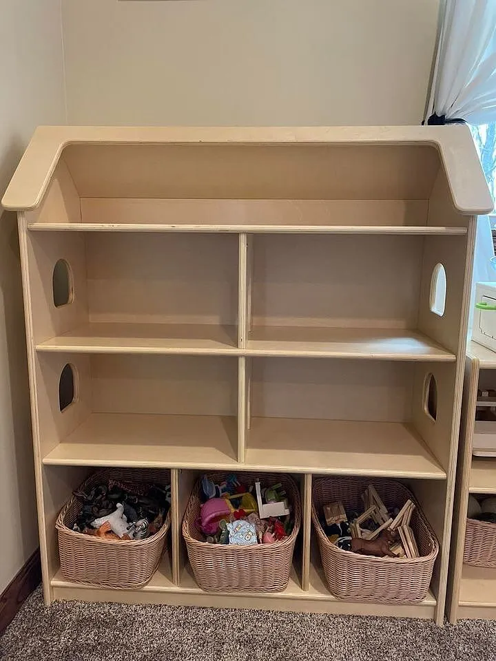 Guidecraft EdQ poppenhuis boekenkast wit met bakken