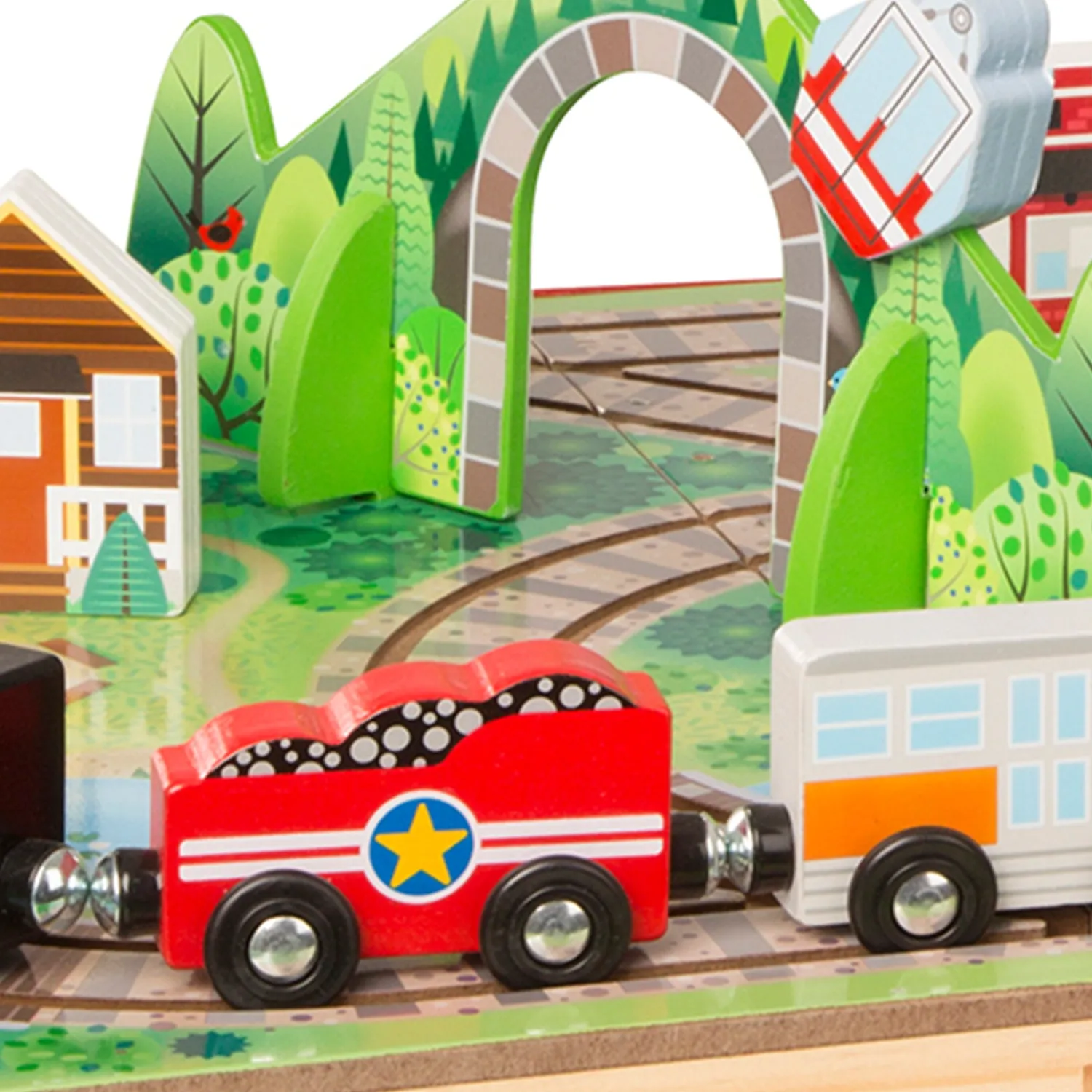 Melissa & Doug Take-Along Railroad houten treinbaan koffer
