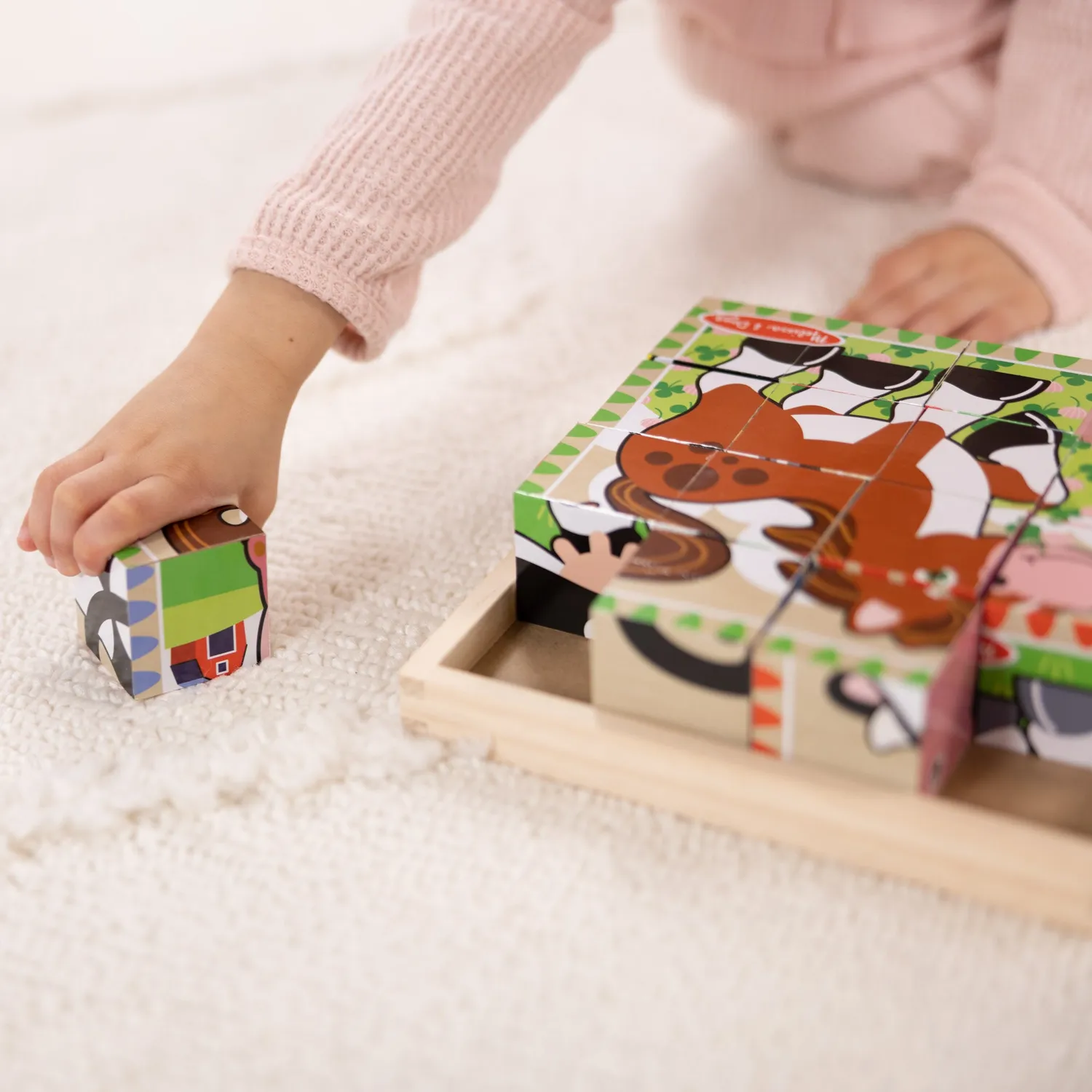 Melissa & Doug Farm Cube houten blokpuzzel 16 stukjes