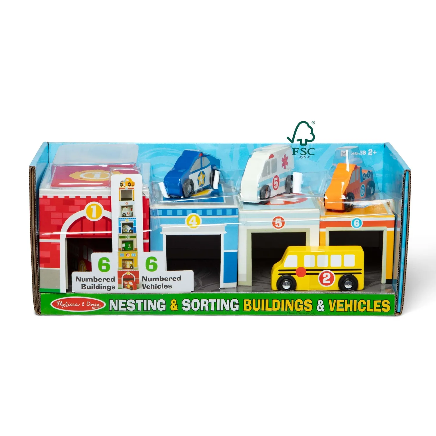 Melissa & Doug Nesting Sorting stapelblokken 6 voertuigen hout