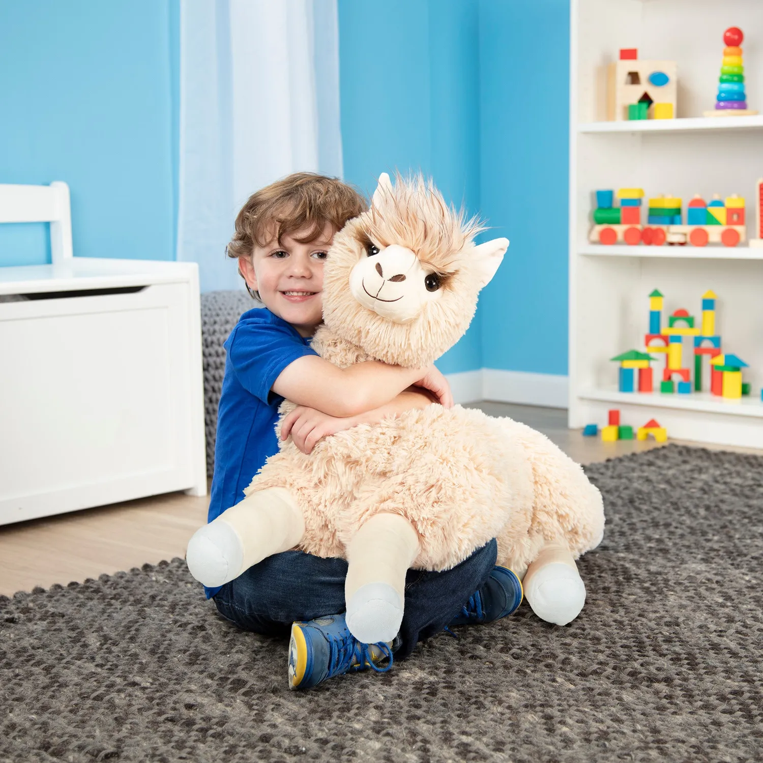 Melissa & Doug Jumbo Llama knuffel groot 66 cm beige