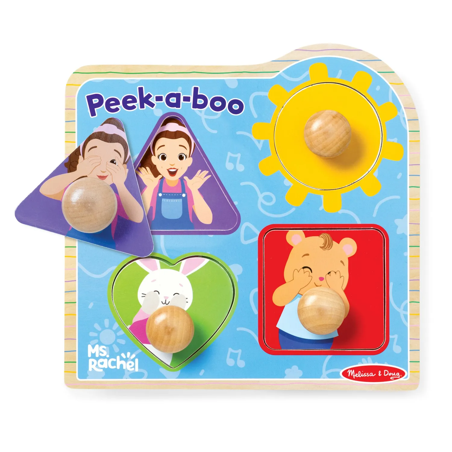 Melissa & Doug Ms Rachel Peek-a-Boo puzzel 4 stuks houten